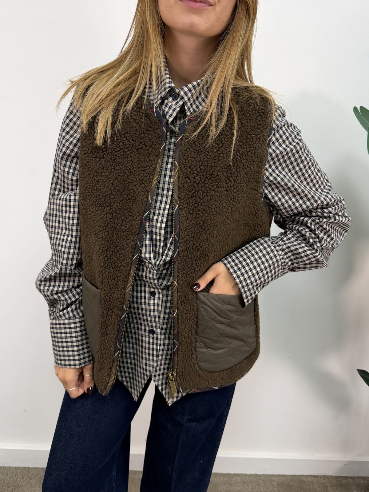 Gilet sherpa militare profili tartan Vicolo - GiuGiò | Shop online
