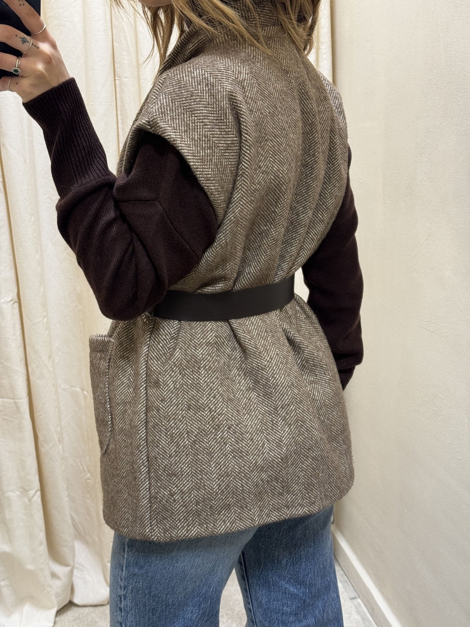 Gilet spigato misto lana con cintura MyD - GiuGiò | Shop online