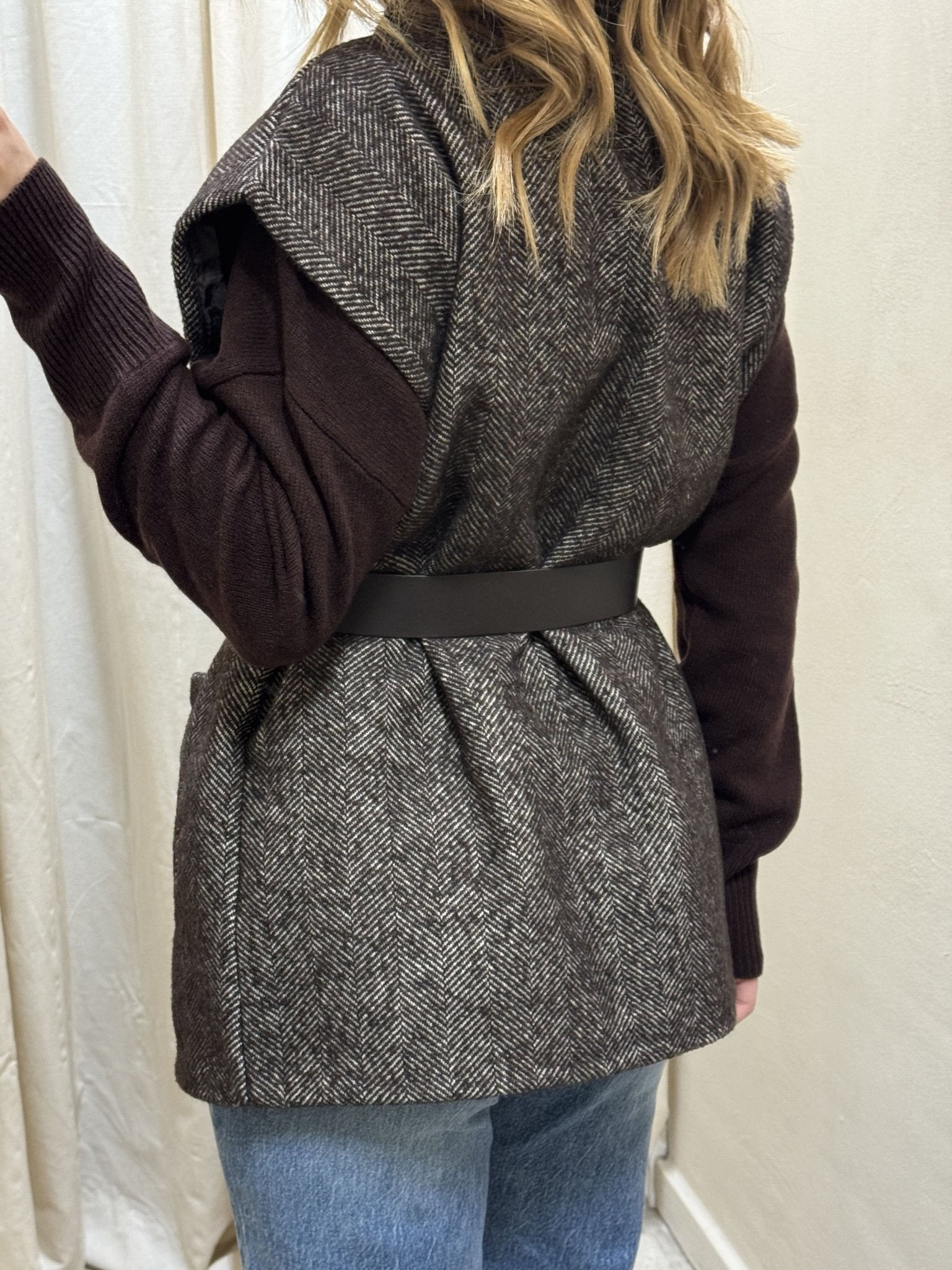 Gilet spigato misto lana con cintura MyD - GiuGiò | Shop online