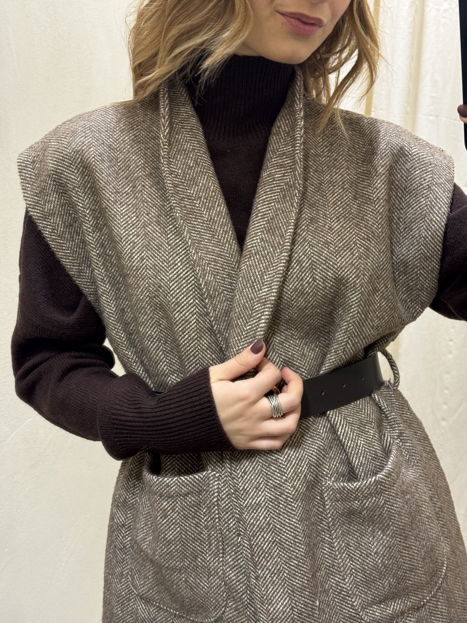 Gilet spigato misto lana con cintura MyD - GiuGiò | Shop online