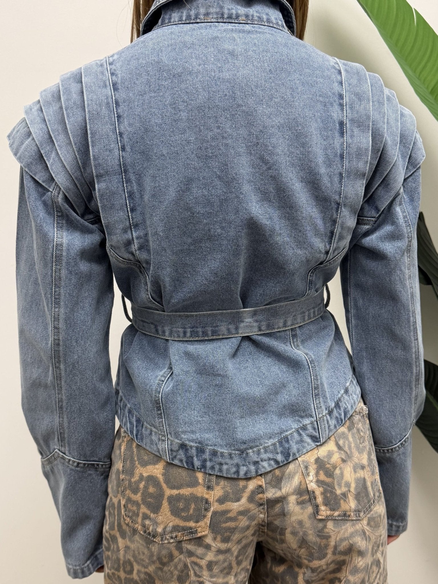 Giubbino jeans maxi spallina con cintura Susy Mix - GiuGiò | Shop online