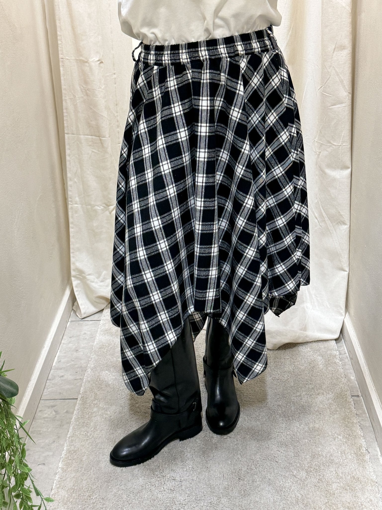 Gonna in flanella asimmetrica stampa check HaveOne - GiuGiò | Shop online