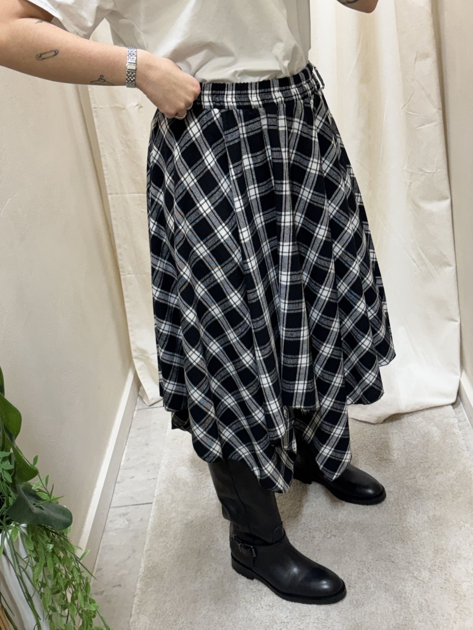 Gonna in flanella asimmetrica stampa check HaveOne - GiuGiò | Shop online