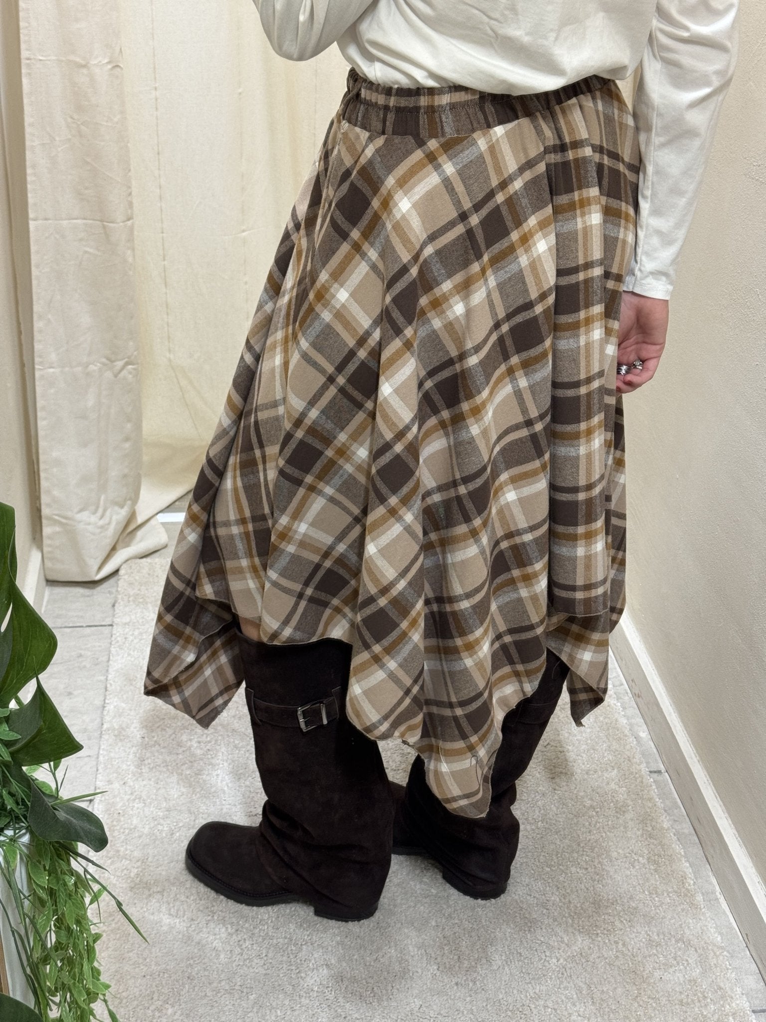 Gonna in flanella asimmetrica stampa check HaveOne - GiuGiò | Shop online