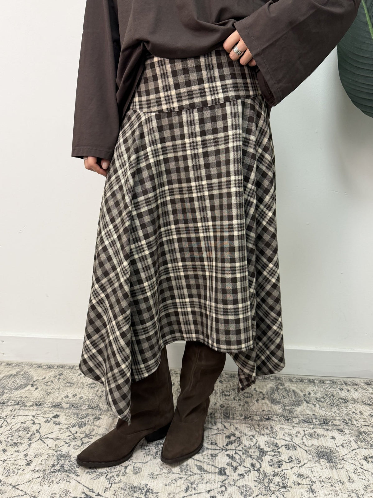 Gonna in flanella asimmetrica stampa check Please - GiuGiò | Shop online