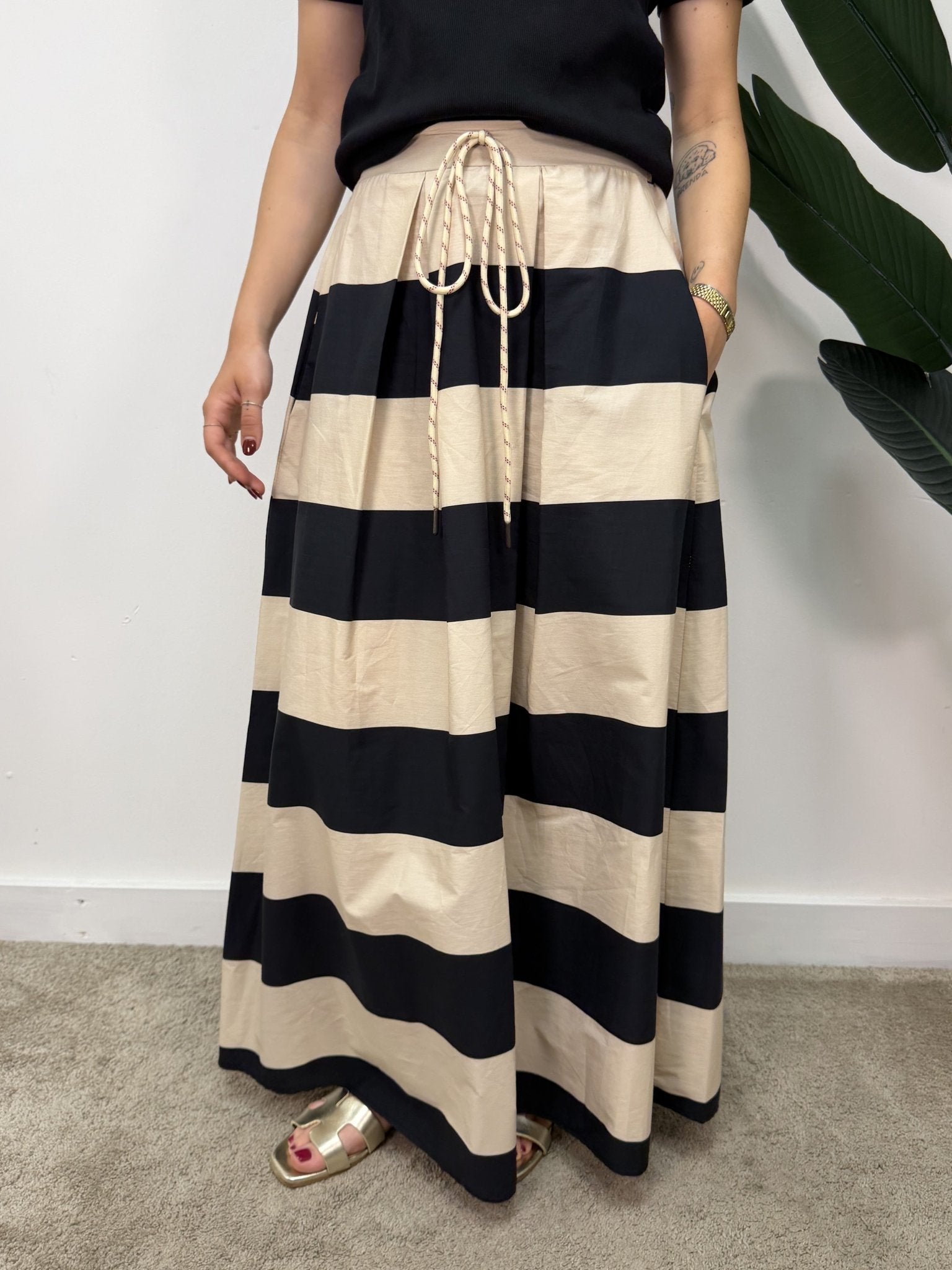 Gonna in popeline a righe orizzontali Susy Mix - GiuGiò | Shop online
