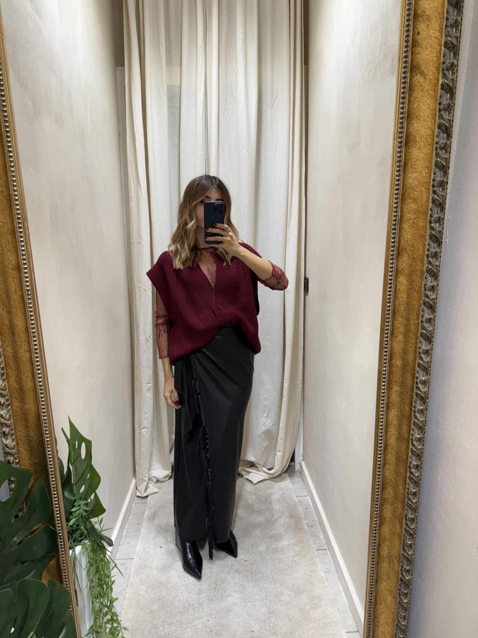 Gonna lunga in ecopelle con frange Susy Mix - GiuGiò | Shop online