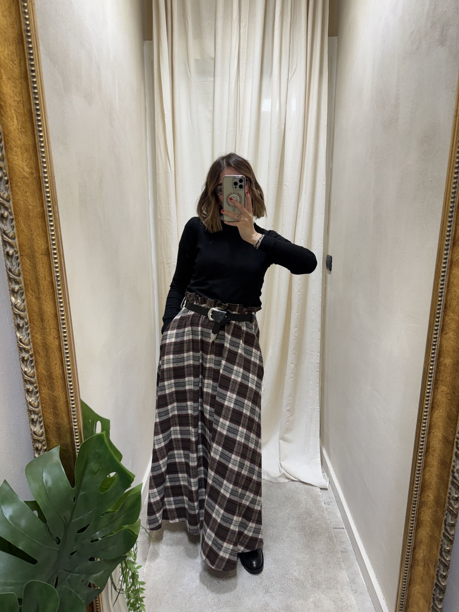 Gonna lunga in flanella stampa check MyD - GiuGiò | Shop online