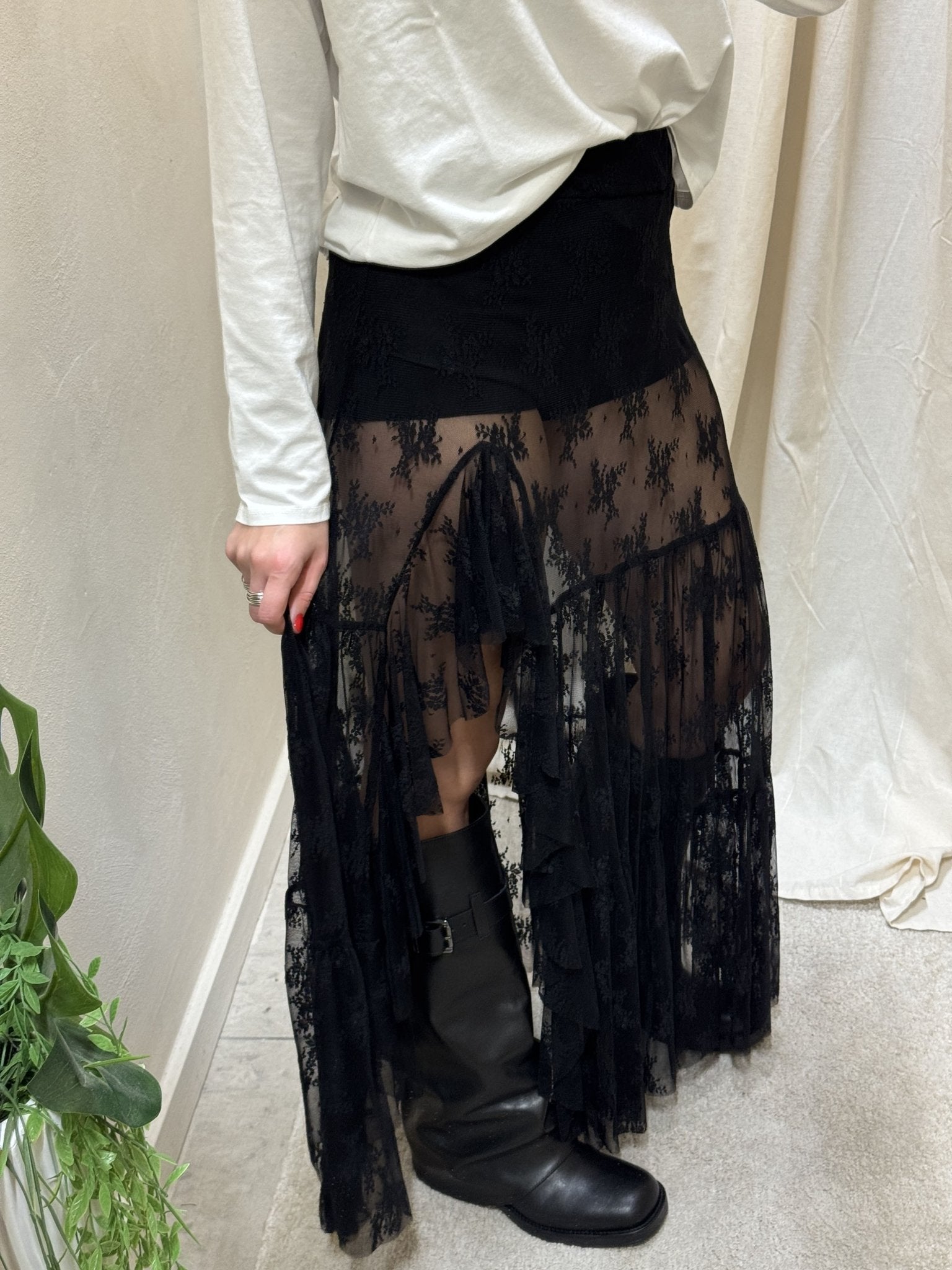 Gonna lunga in pizzo con spacco e rouches HaveOne - GiuGiò | Shop online