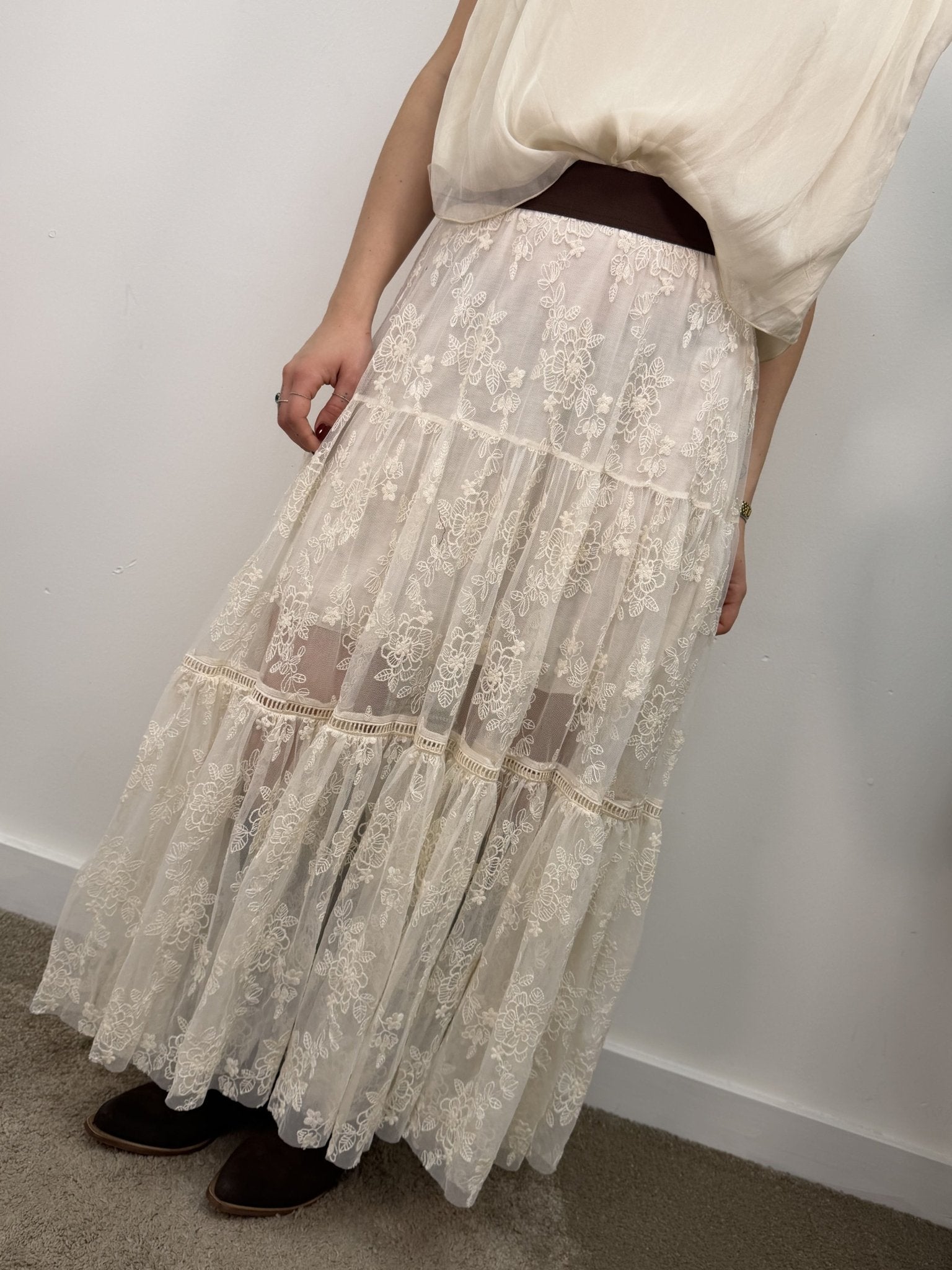 Gonna lunga in tulle e pizzo BSB - GiuGiò | Shop online