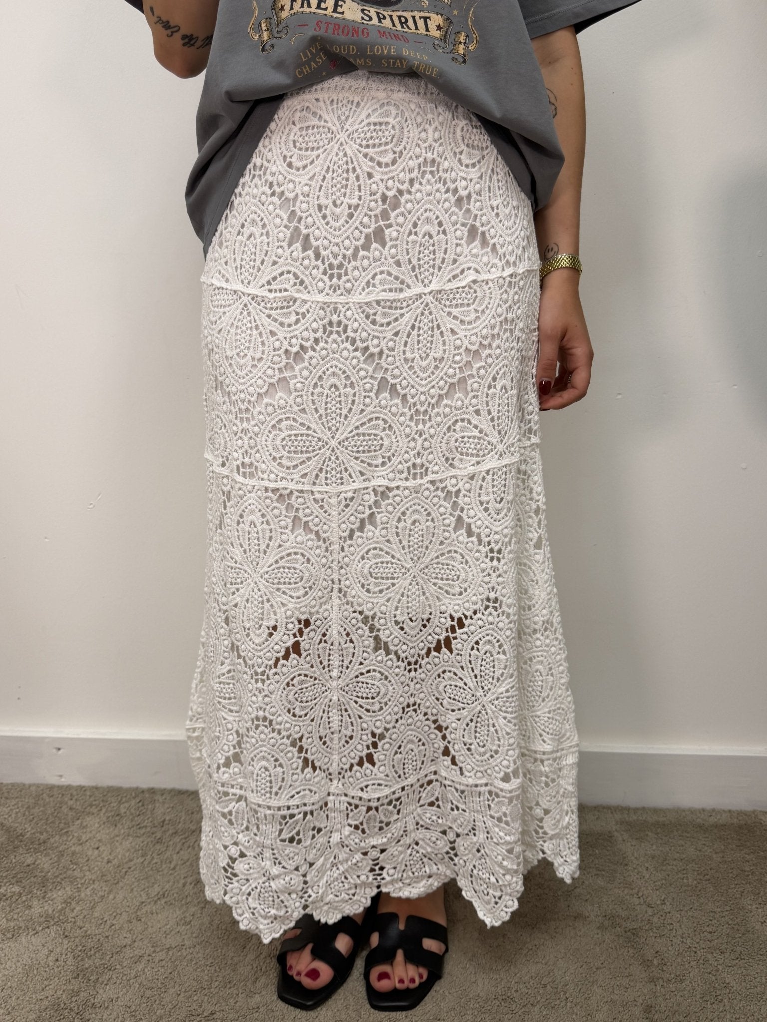 Gonna lunga pizzo e crochet HaveOne - GiuGiò | Shop online