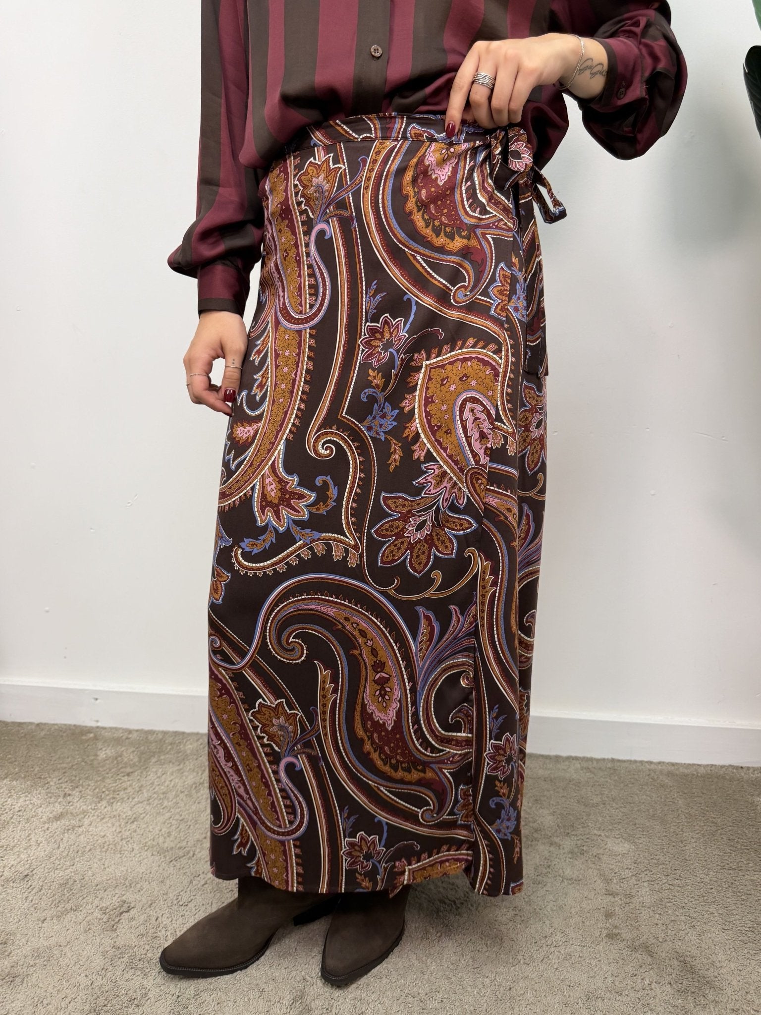 Gonna lunga portafoglio in viscosa stampa paisley MyD - GiuGiò | Shop online