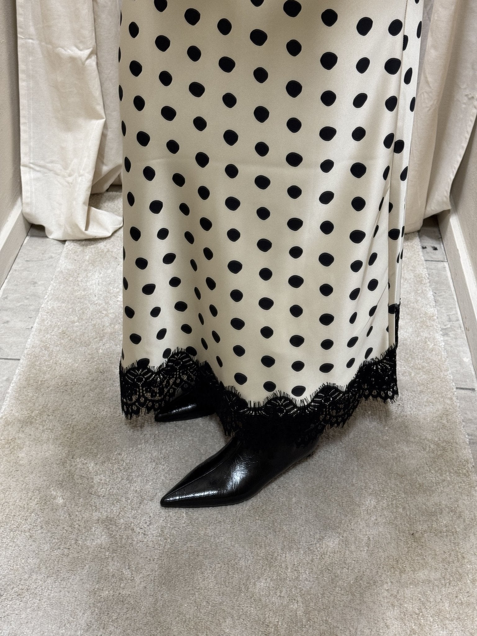 Gonna lunga satin con pois e pizzo Tensione In - GiuGiò | Shop online