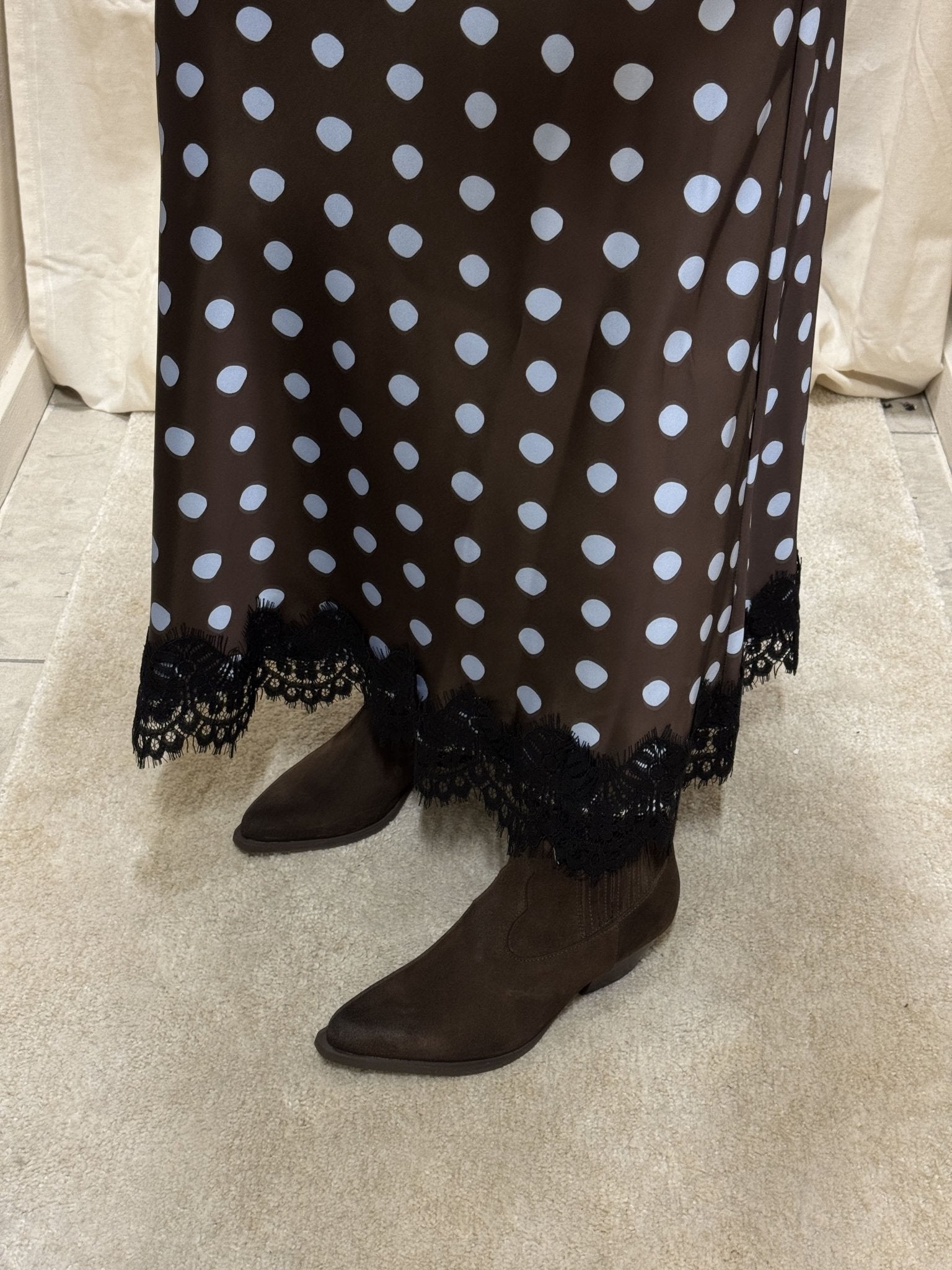 Gonna lunga satin con pois e pizzo Tensione In - GiuGiò | Shop online