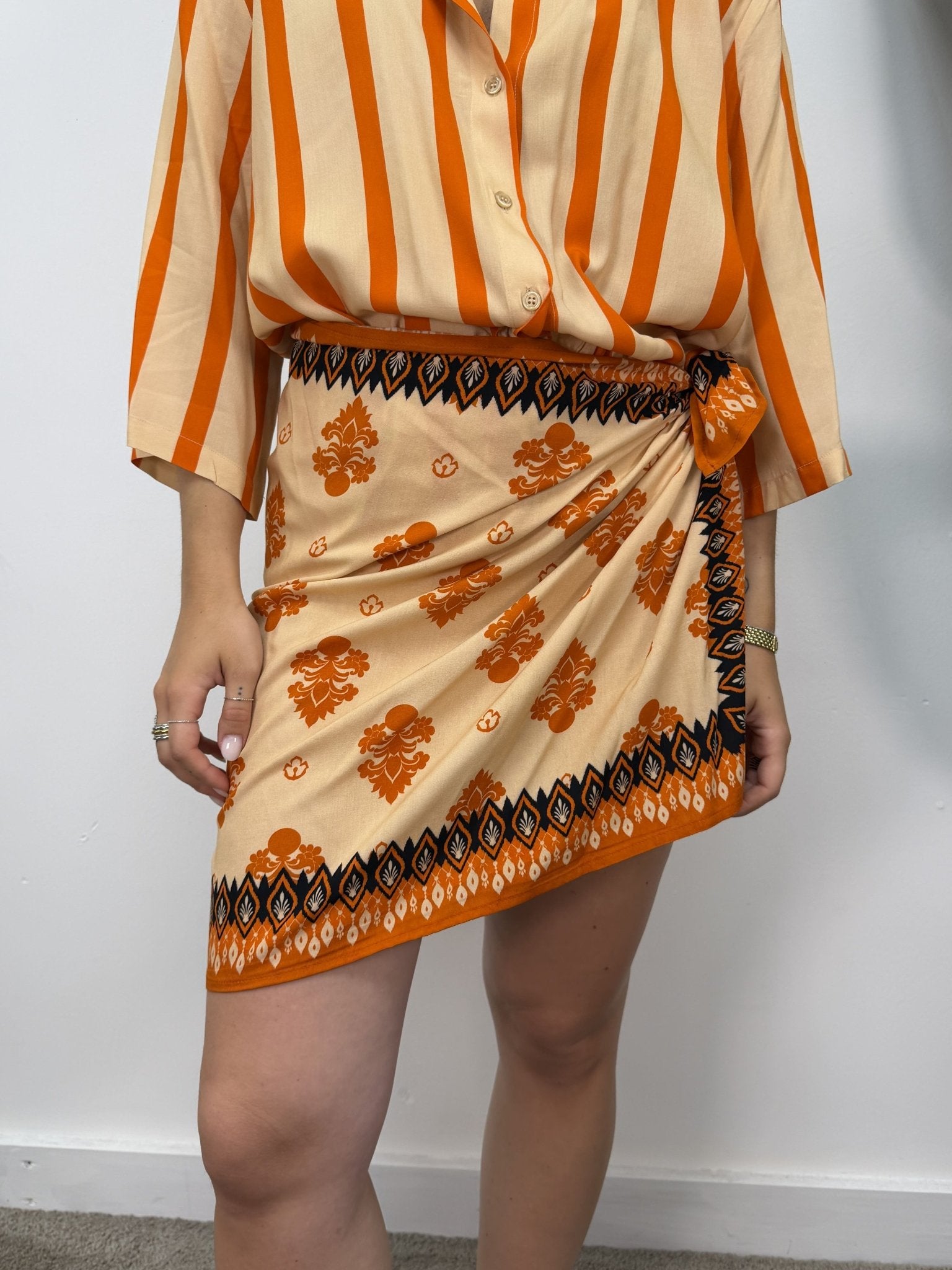 Gonna pareo stampa etnica arancio Dixie - GiuGiò | Shop online