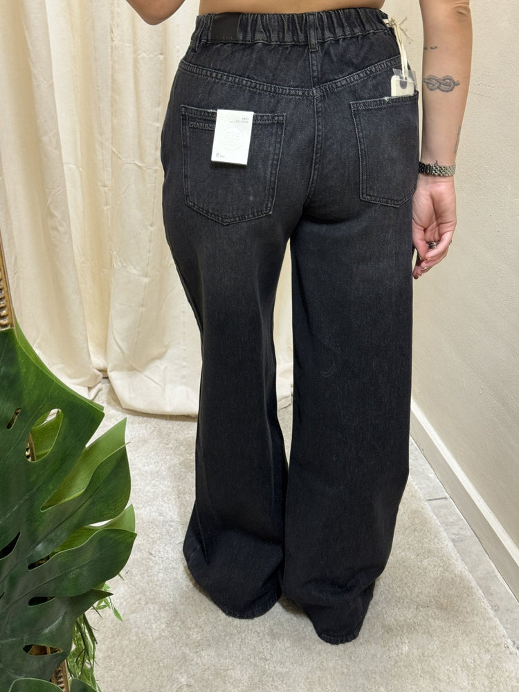 Jeans ampio wide leg con elastico sul retro BSB - GiuGiò | Shop online