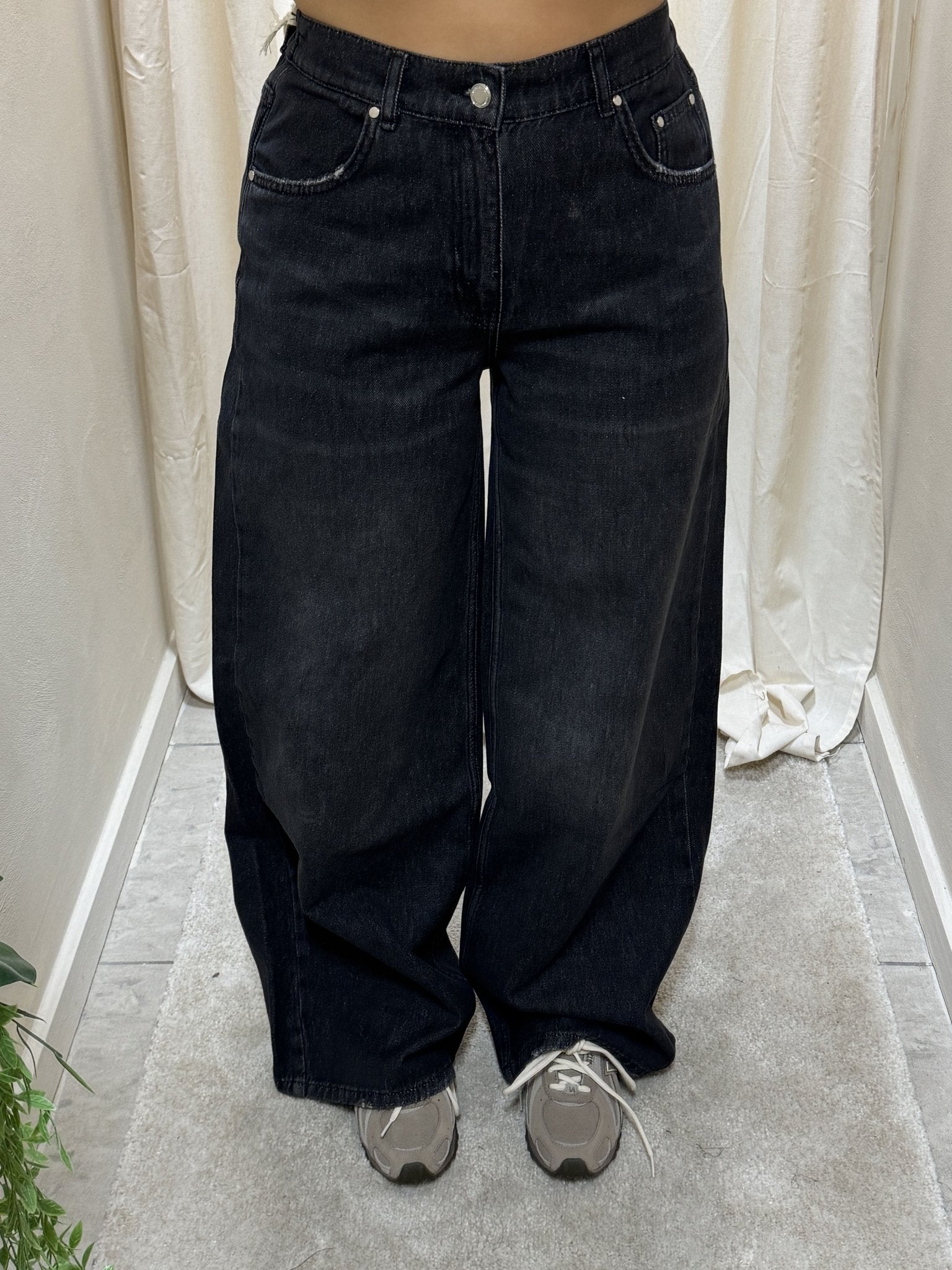 Jeans ampio wide leg con elastico sul retro BSB - GiuGiò | Shop online