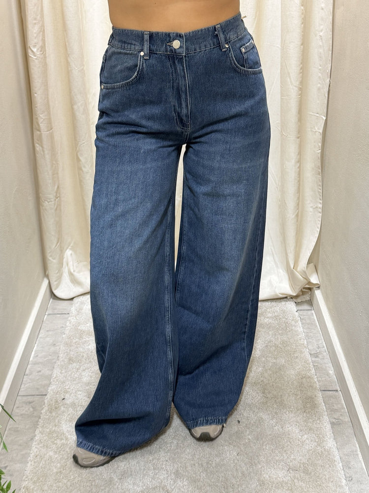 Jeans ampio wide leg con elastico sul retro BSB - GiuGiò | Shop online
