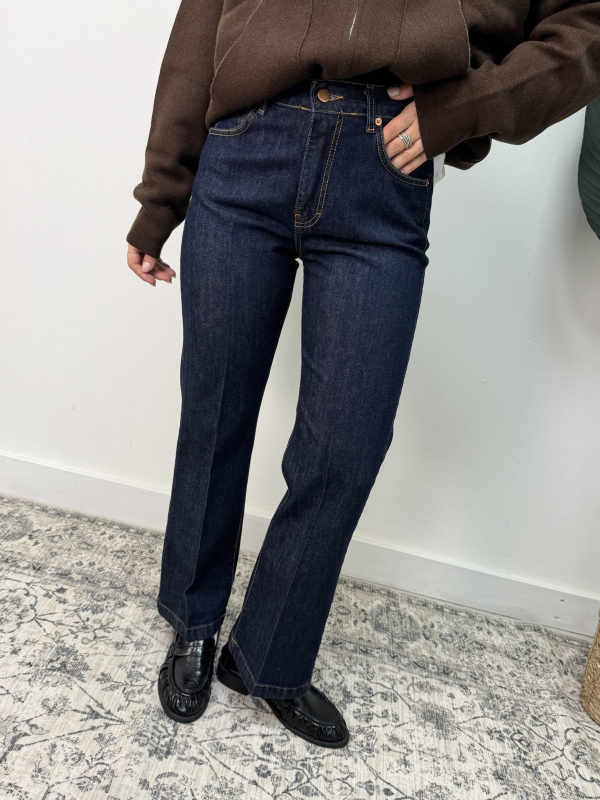Jeans mini flare crop denim scuro Tensione In - GiuGiò | Shop online