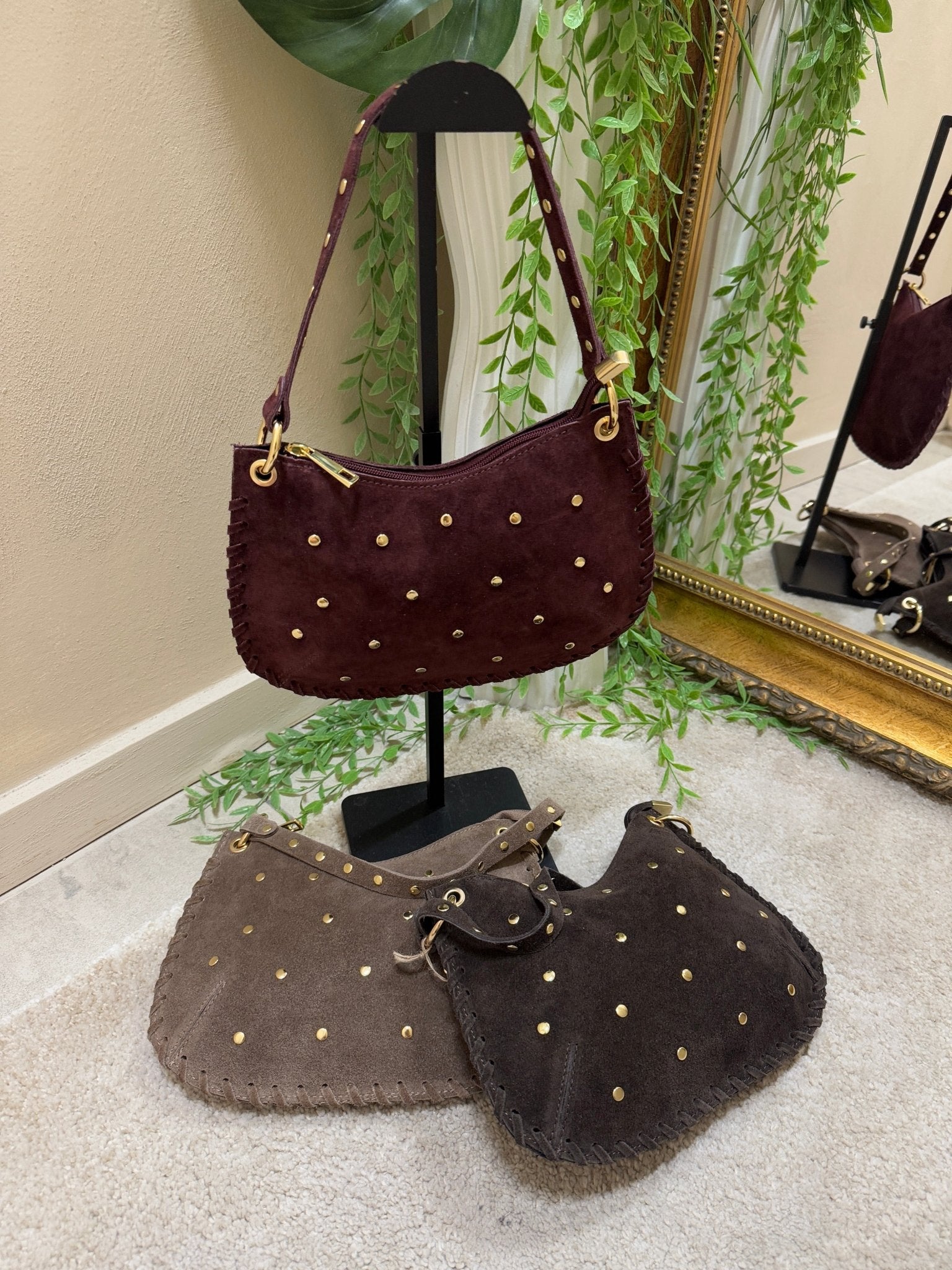 Luna bag in pelle scamosciata con borchiette GiuGió - GiuGiò | Shop online