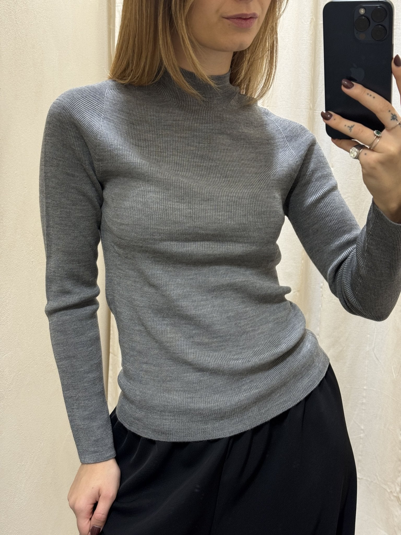 Maglia collo cratere manica lunga 100% lana merino HaveOne - GiuGiò | Shop online