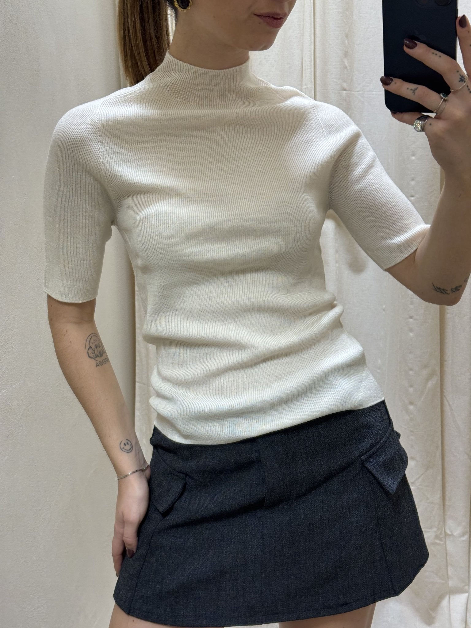 Maglia cratere mezza manica 100% lana merino HaveOne - GiuGiò | Shop online