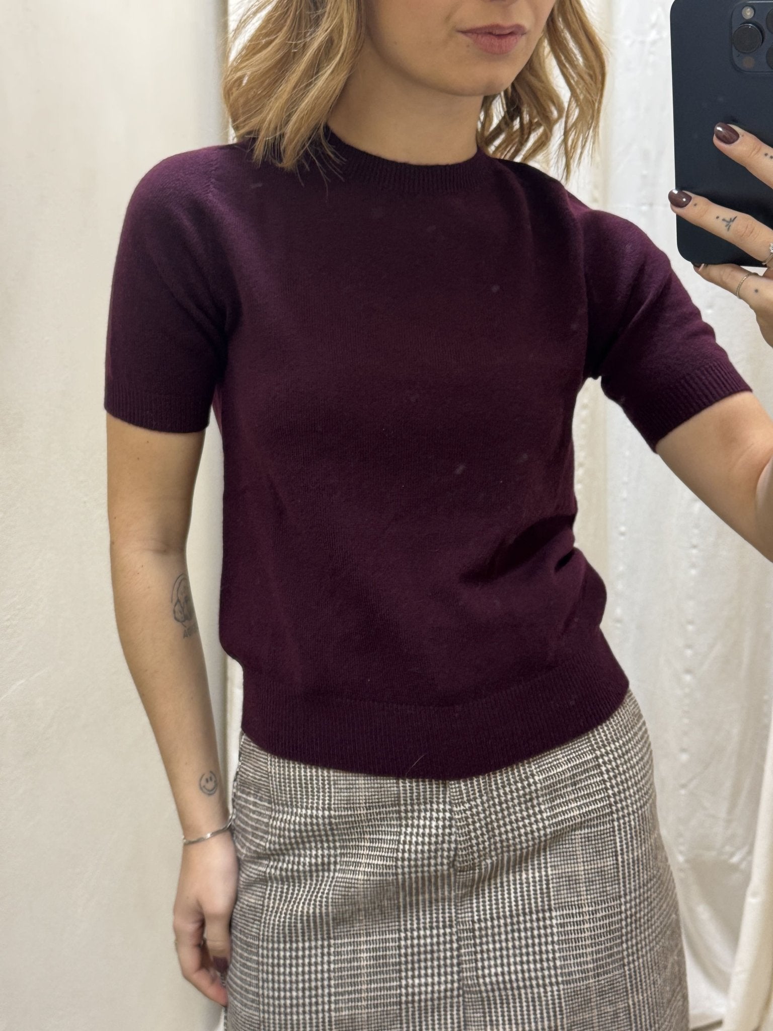 Maglia girocollo mezza manica 100% lana Tensione In - GiuGiò | Shop online