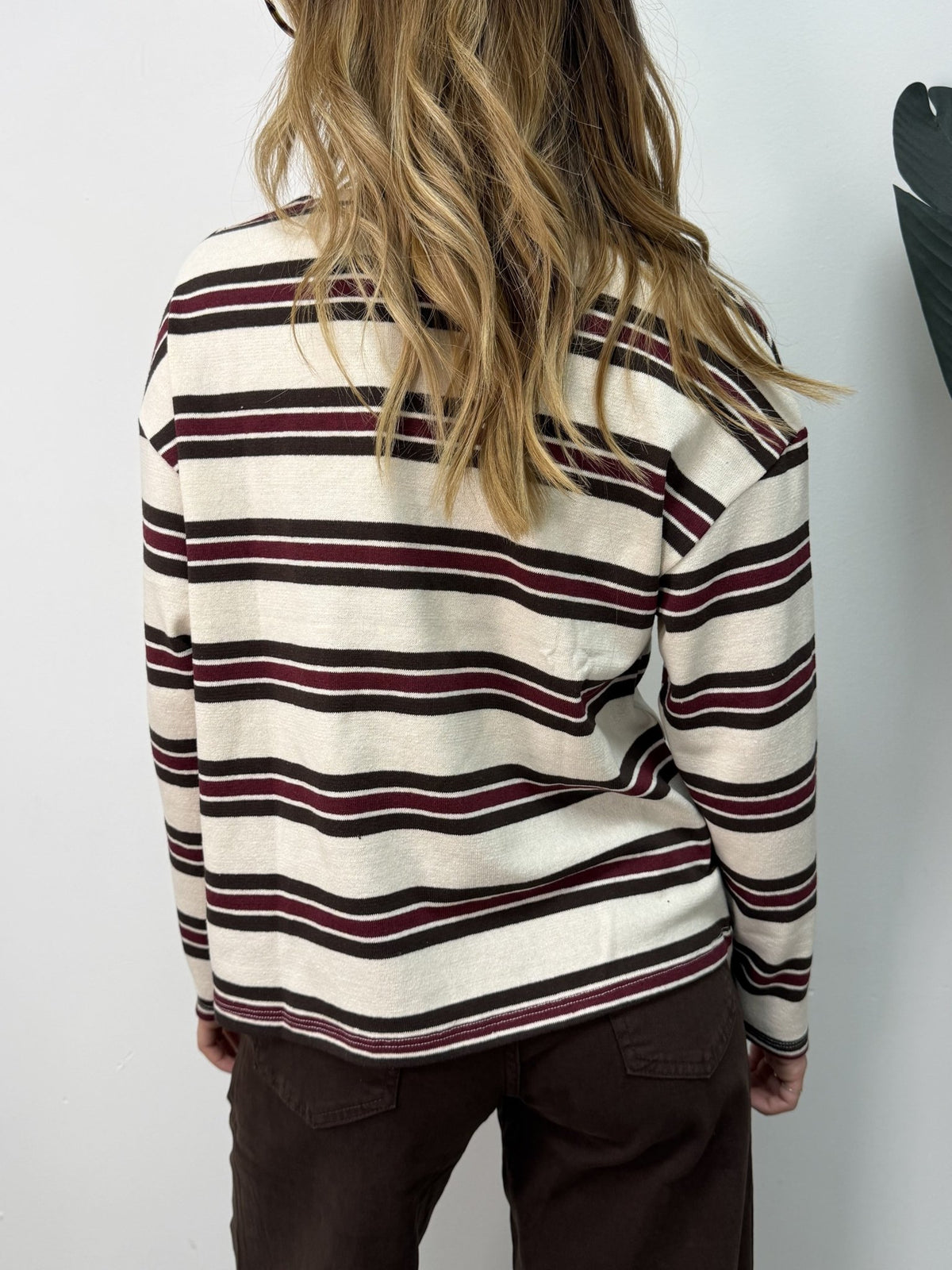 Maglia girocollo rigata con taschino paillettes Susy Mix - GiuGiò | Shop online