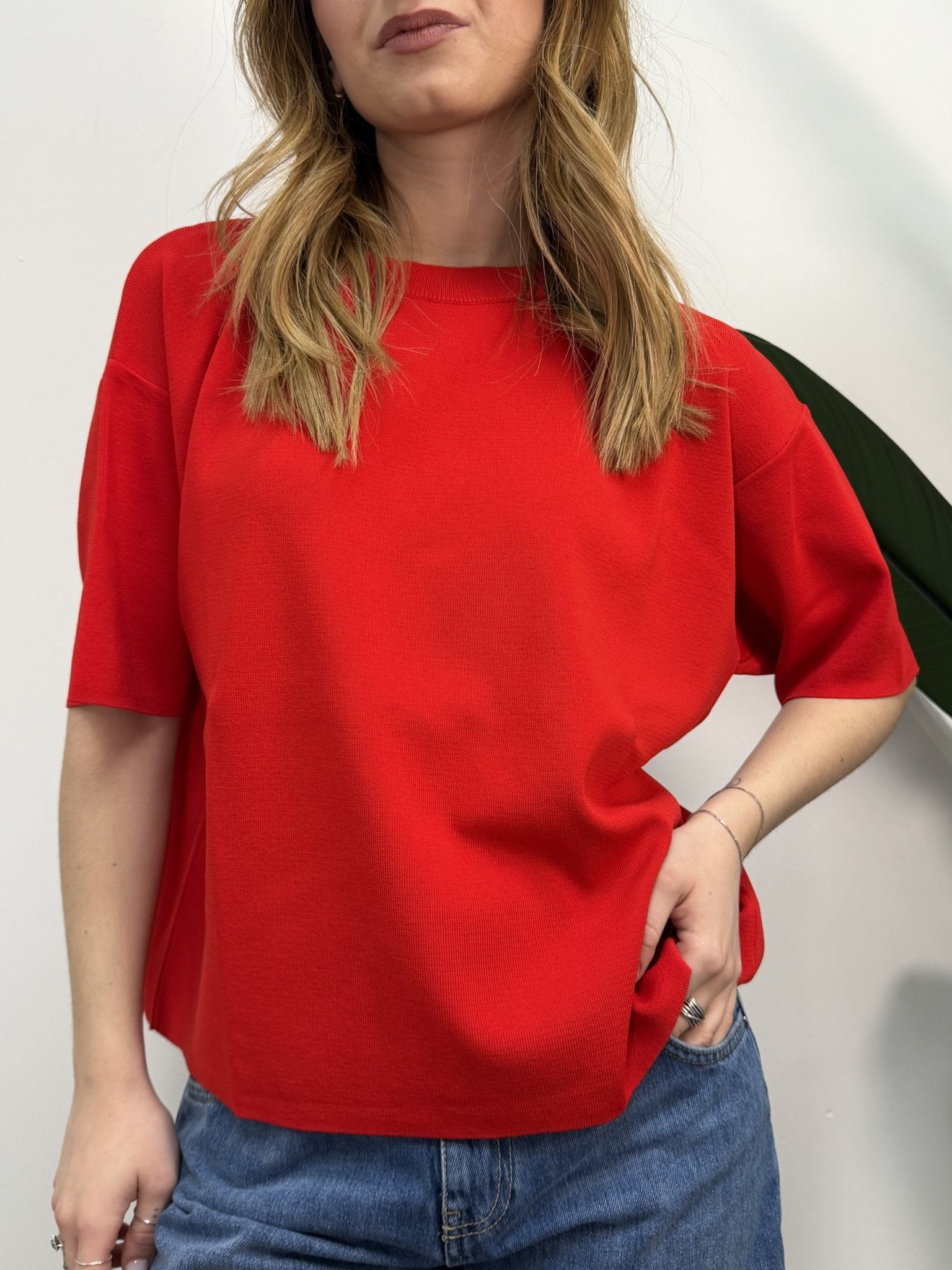 Maglia girocollo svasata in doppio filato di viscosa VICOLO - GiuGiò | Shop online