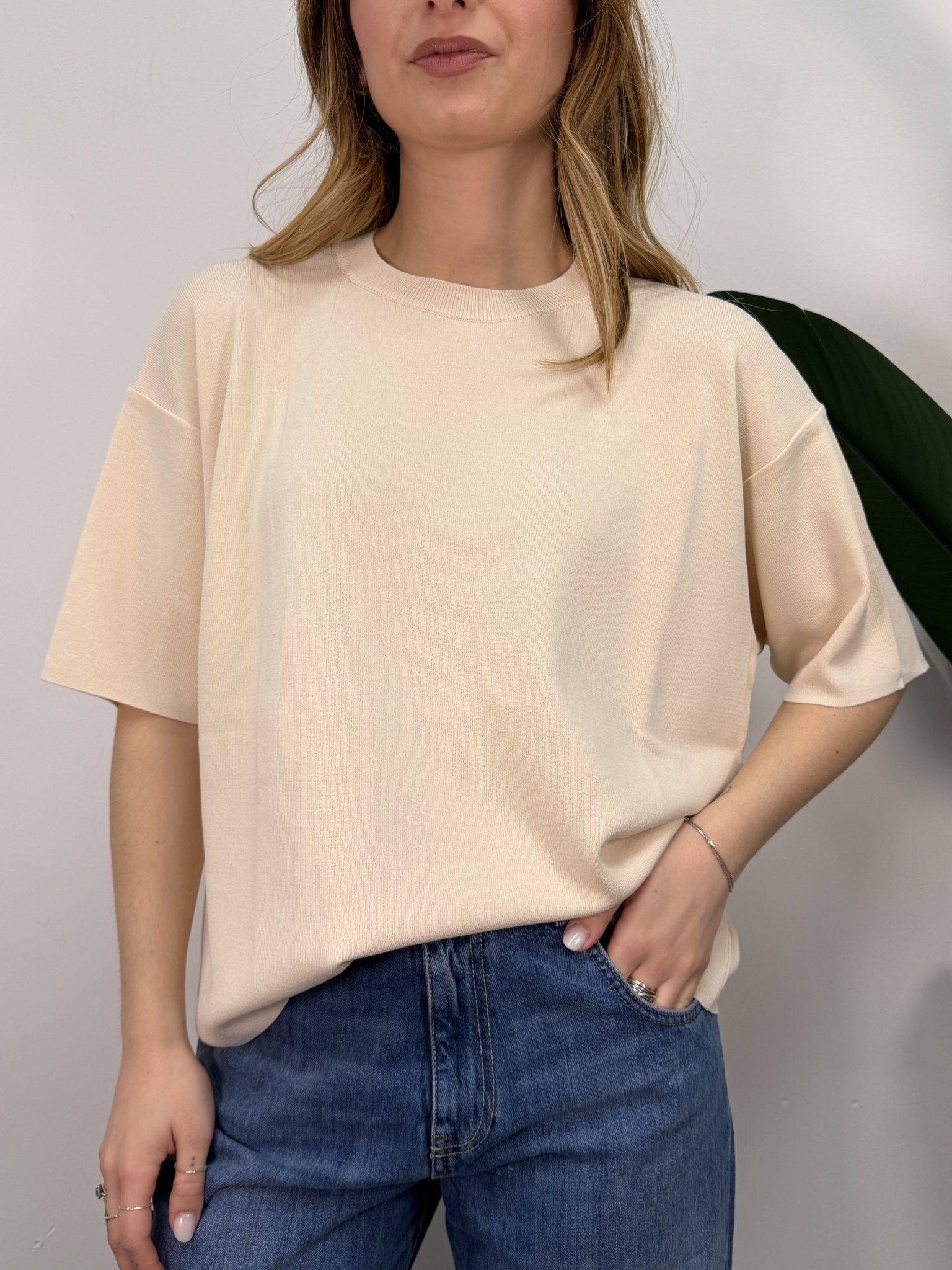 Maglia girocollo svasata in doppio filato di viscosa VICOLO - GiuGiò | Shop online