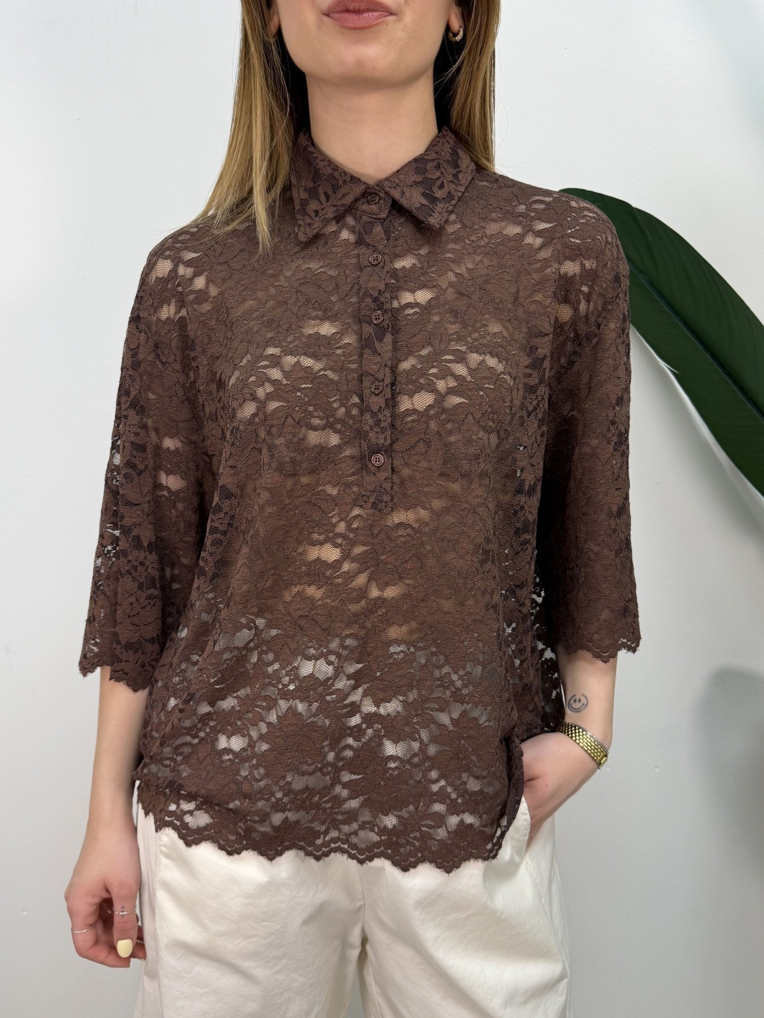 Maglia polo oversize in pizzo Susy Mix - GiuGiò | Shop online