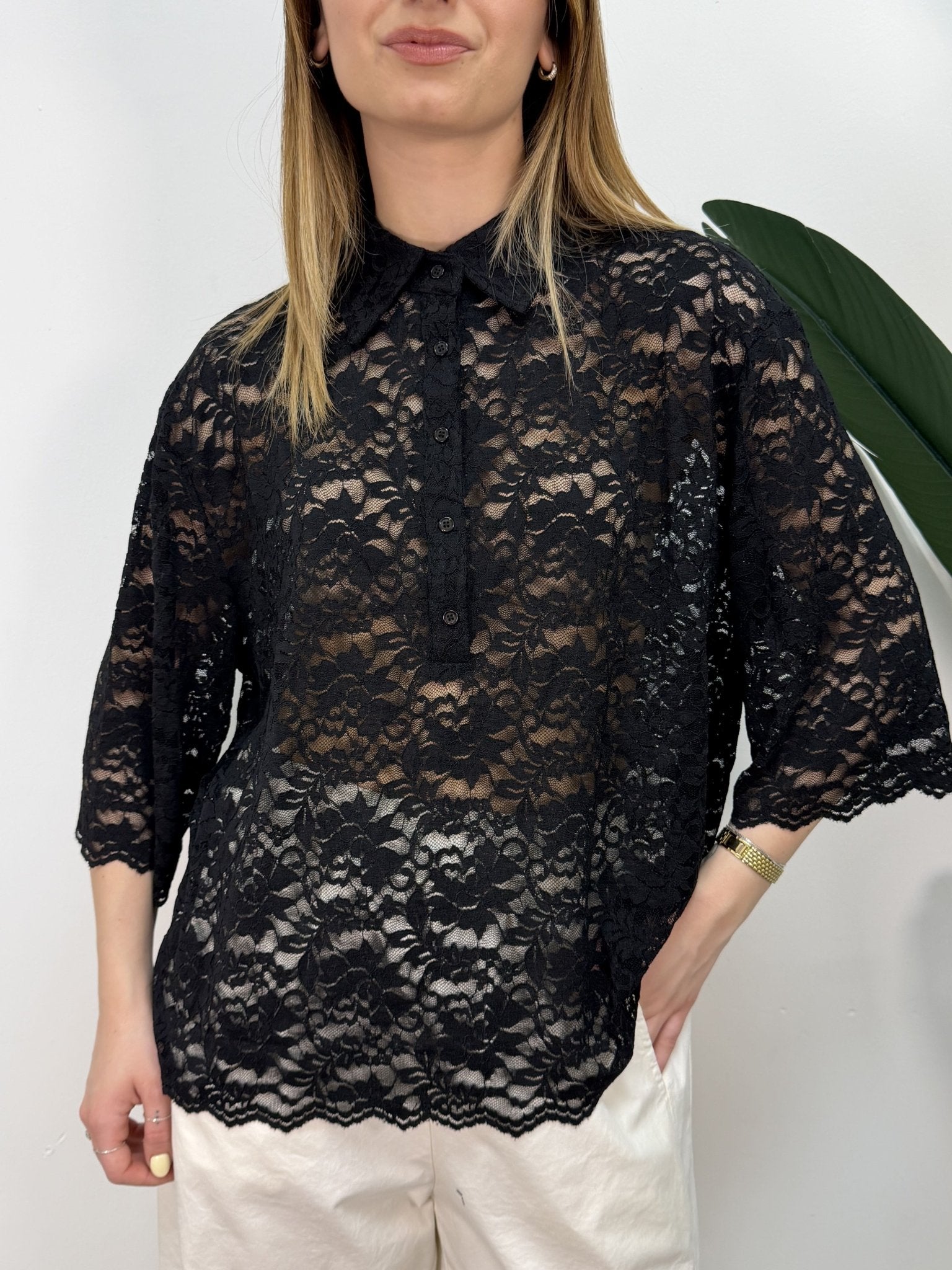 Maglia polo oversize in pizzo Susy Mix - GiuGiò | Shop online