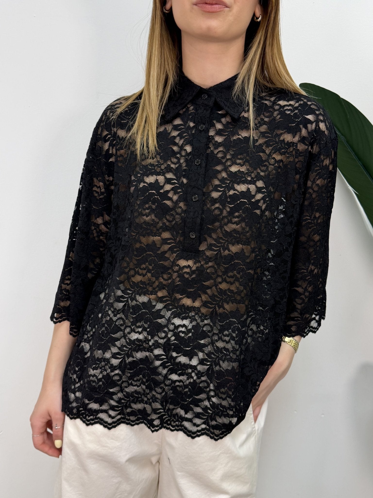 Maglia polo oversize in pizzo Susy Mix - GiuGiò | Shop online