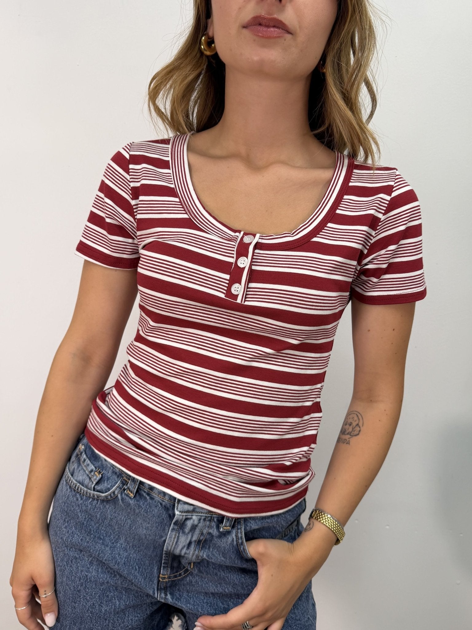 Maglia serafino multi riga MyD - GiuGiò | Shop online