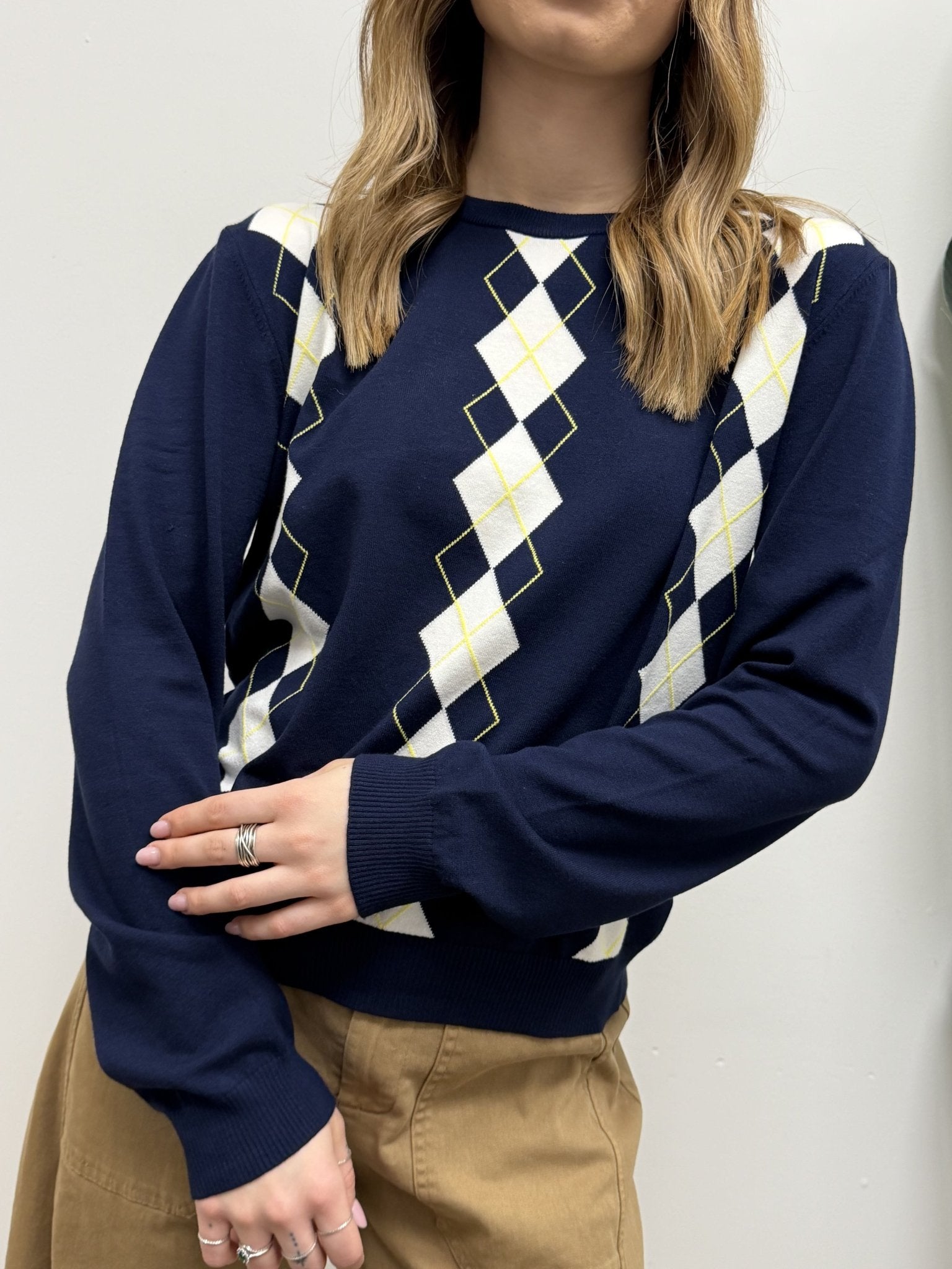 Maglioncino girocollo a rombi in misto viscosa Tensione In - GiuGiò | Shop online