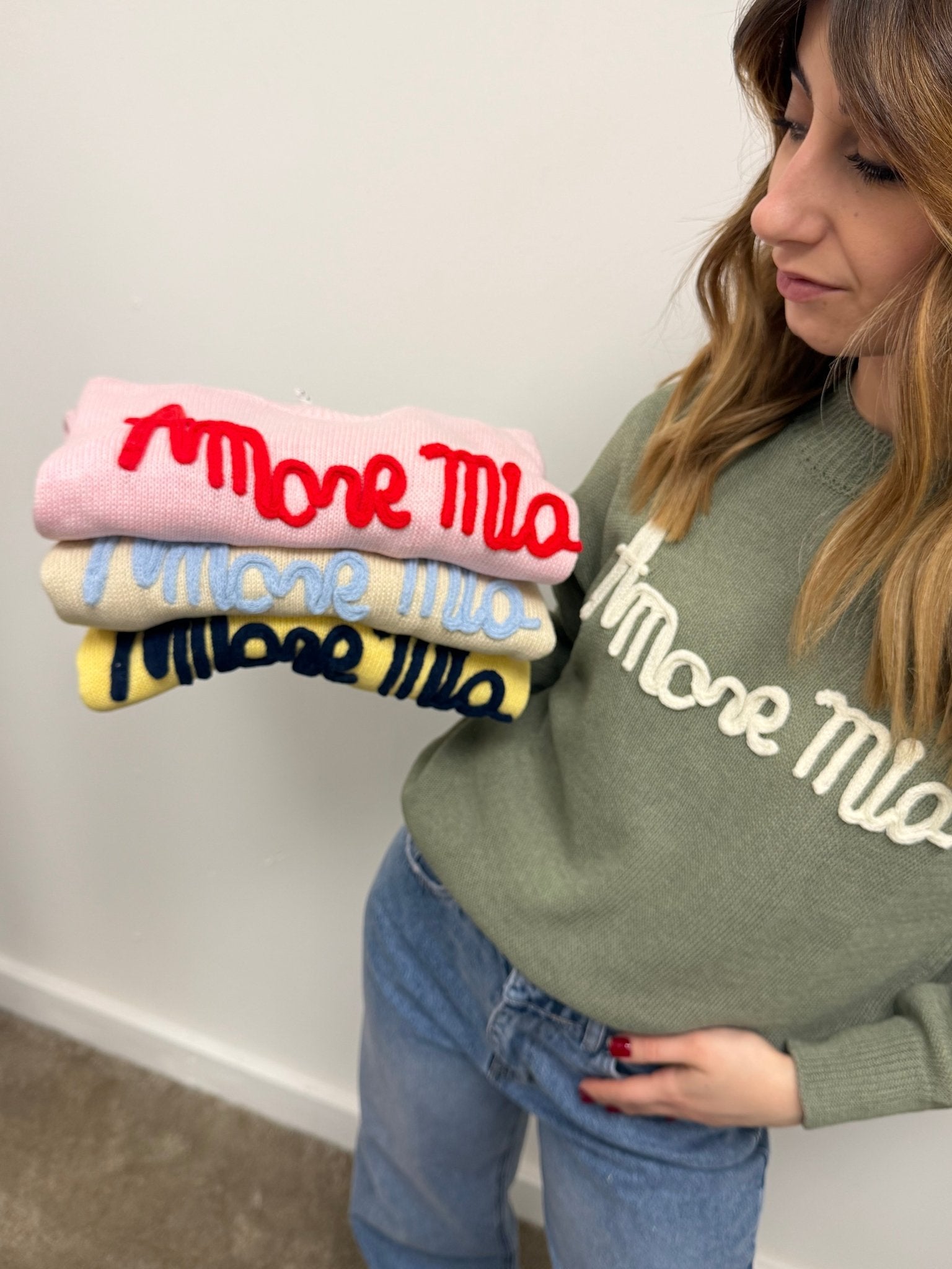 Maglioncino girocollo "Amore Mio" Susy Mix - GiuGiò | Shop online