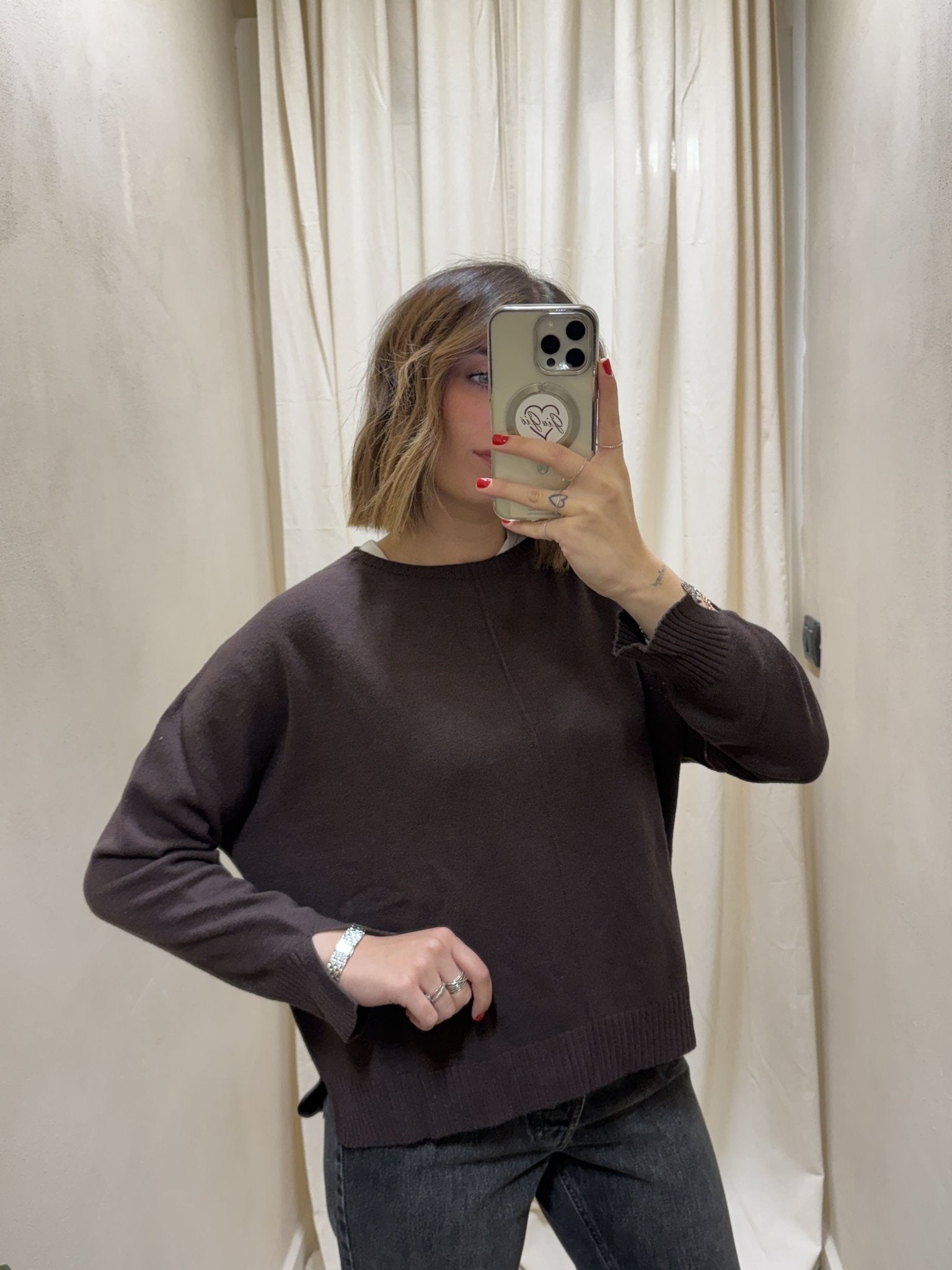 Maglione basic in viscosa con spacchetti MyD - GiuGiò | Shop online