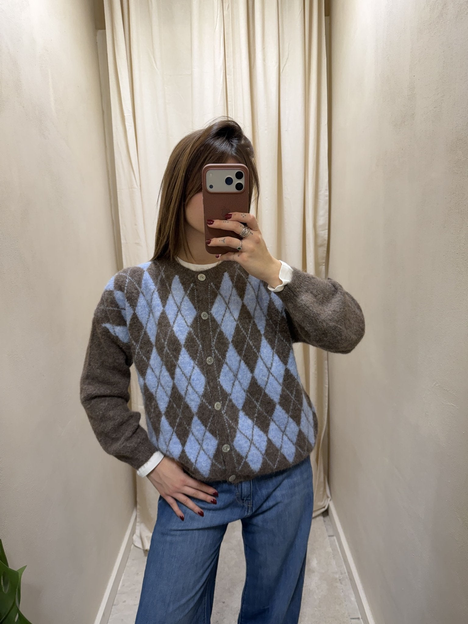 Maglione cardigan con rombi MyD - GiuGiò | Shop online