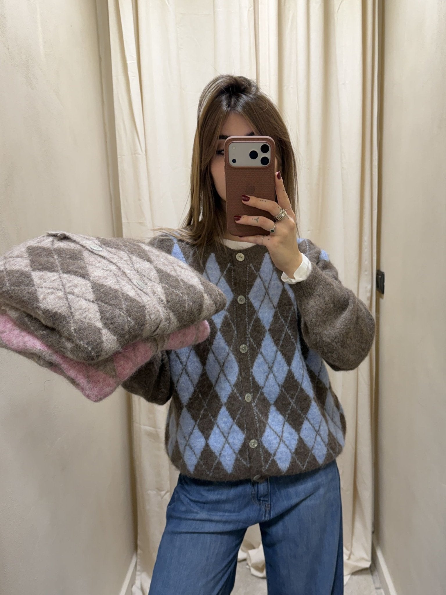 Maglione cardigan con rombi MyD - GiuGiò | Shop online