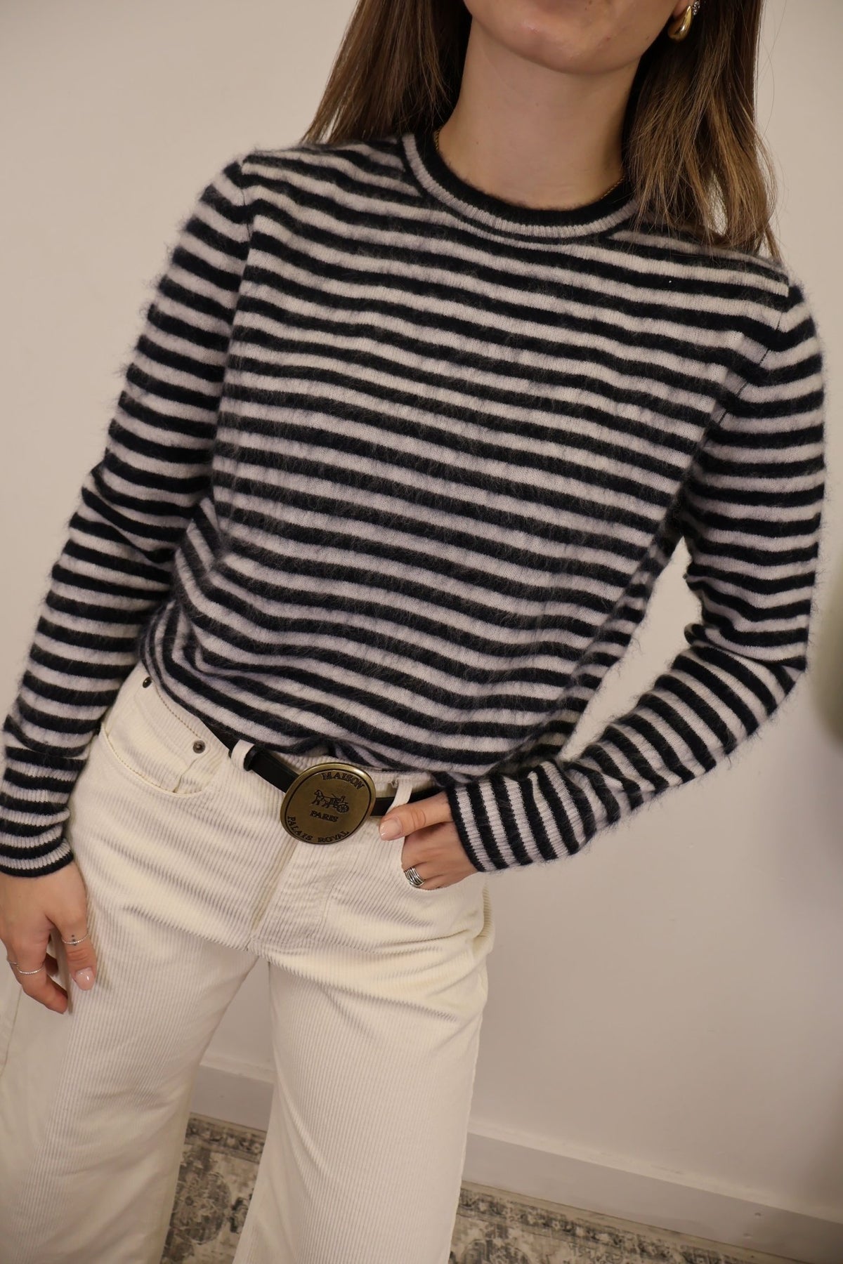 Maglione girocollo a righe nero Tensione In - GiuGiò | Shop online