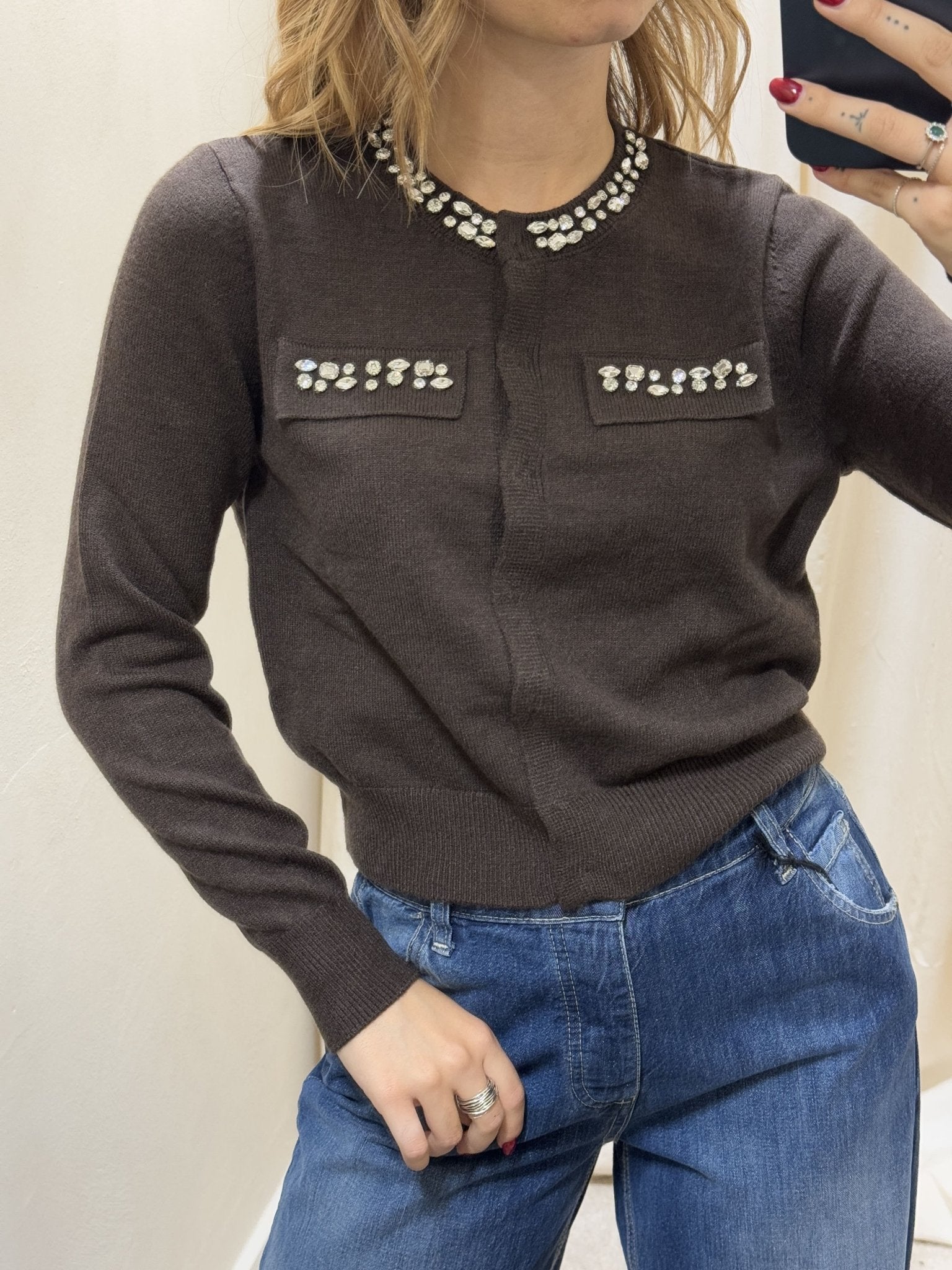 Maglione girocollo con cabochon MyD - GiuGiò | Shop online