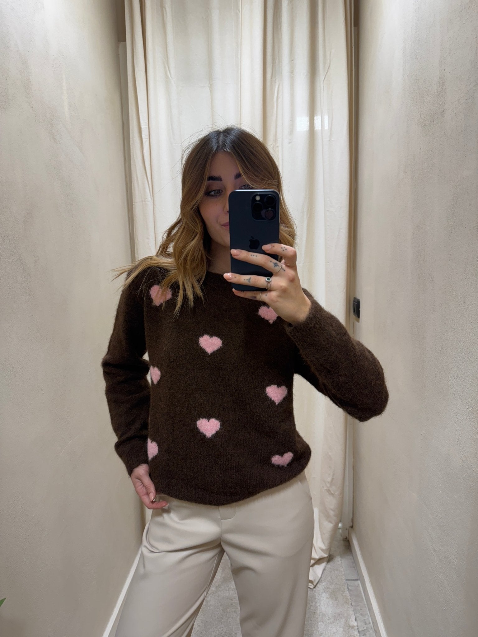 Maglione girocollo con cuori misto mohair Susy Mix - GiuGiò | Shop online