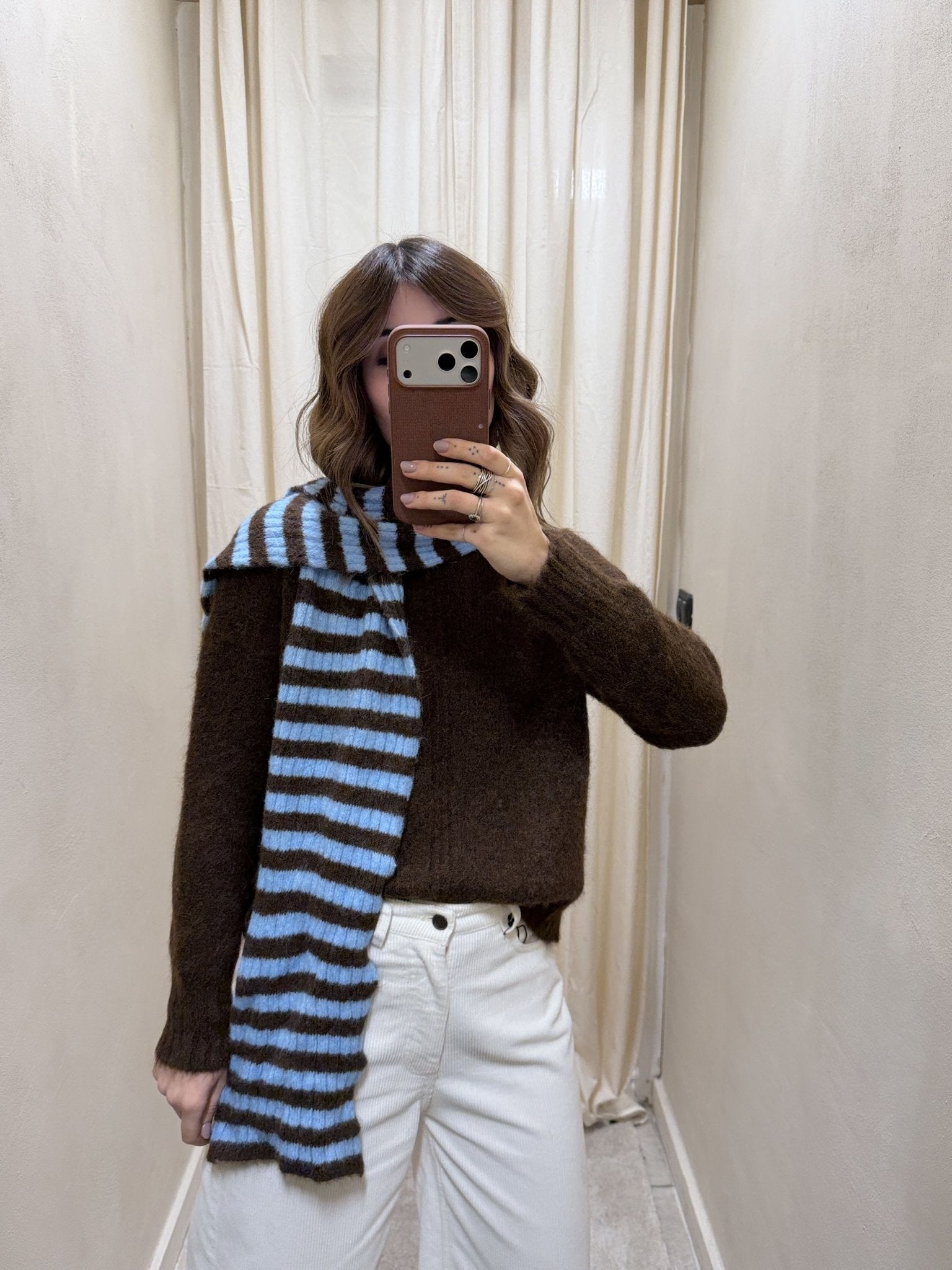 Maglione girocollo con sciarpa rigata Tensione In - GiuGiò | Shop online