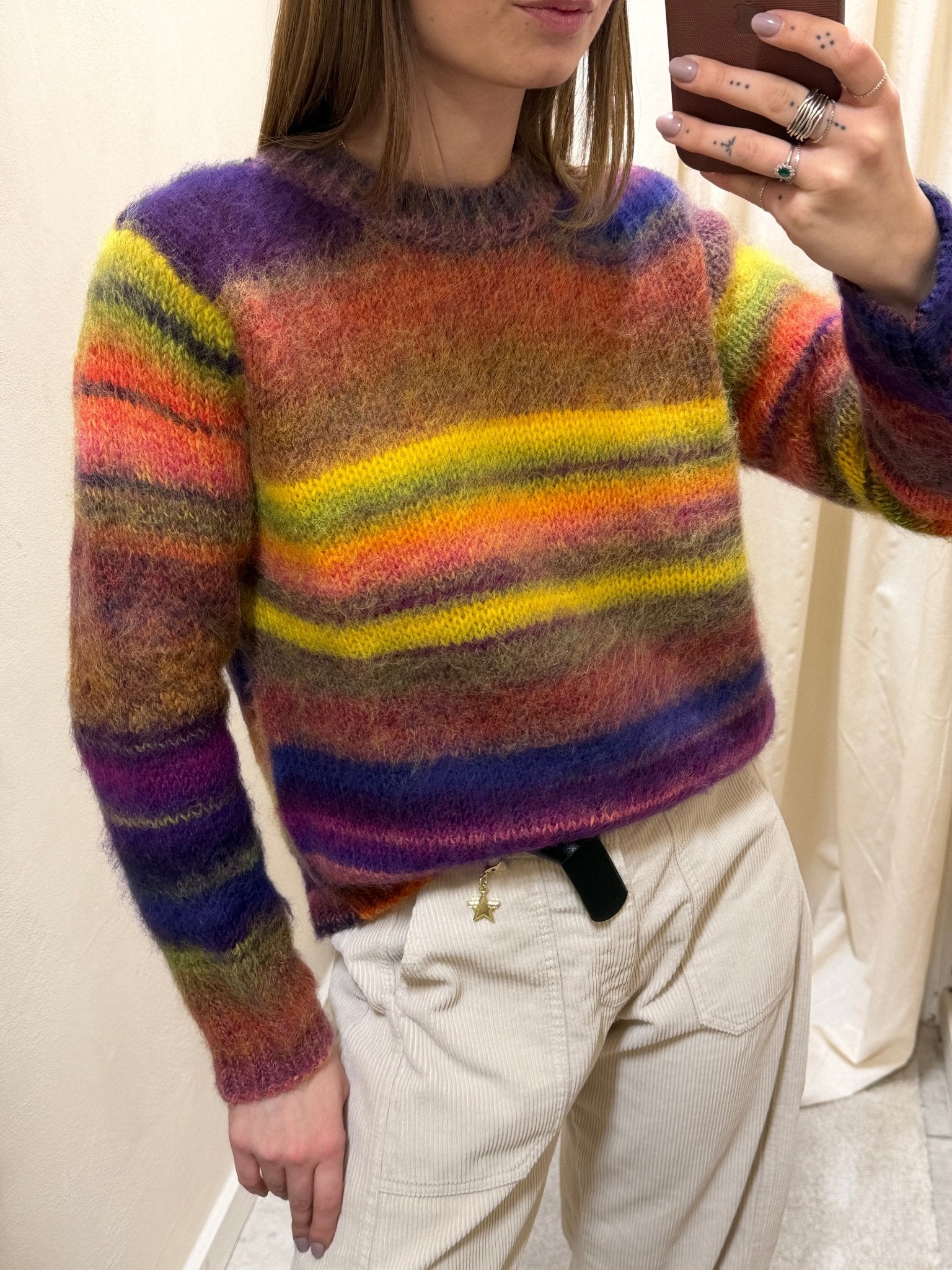 Maglione girocollo garzato multicolor Susy Mix - GiuGiò | Shop online