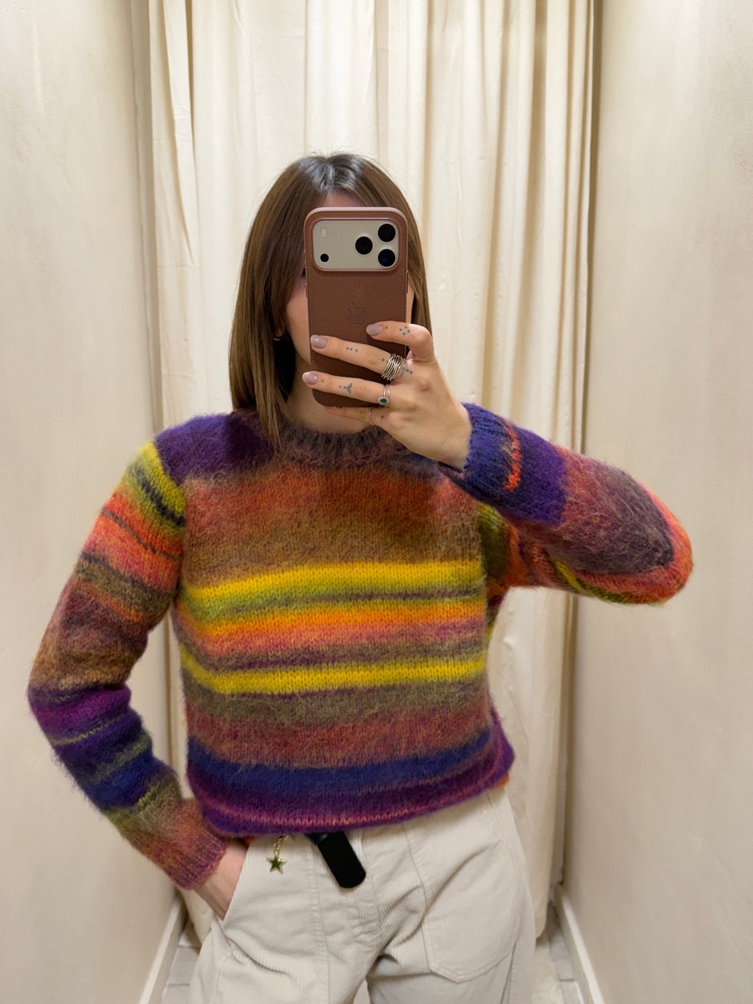 Maglione girocollo garzato multicolor Susy Mix - GiuGiò | Shop online