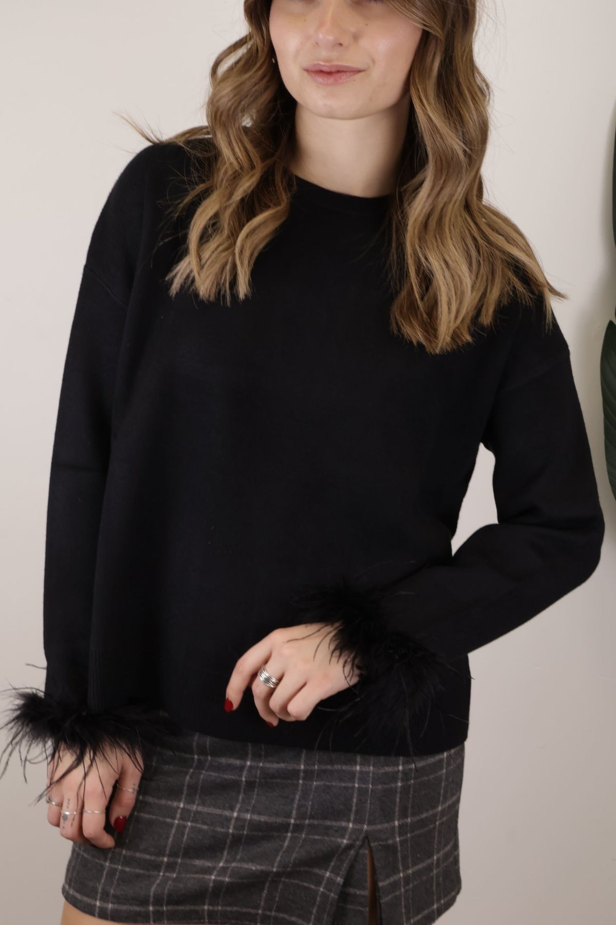 Maglione girocollo manica piumette MyD - GiuGiò | Shop online