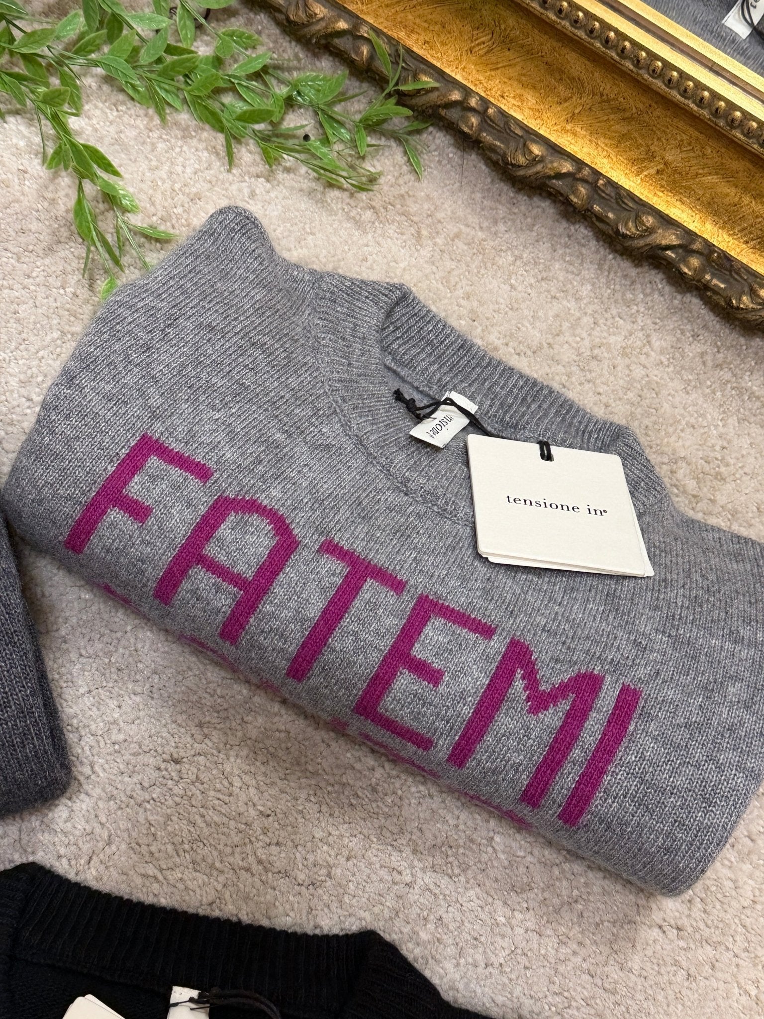 Maglione girocollo misto lana "Fatemi Santa" Tensione In - GiuGiò | Shop online