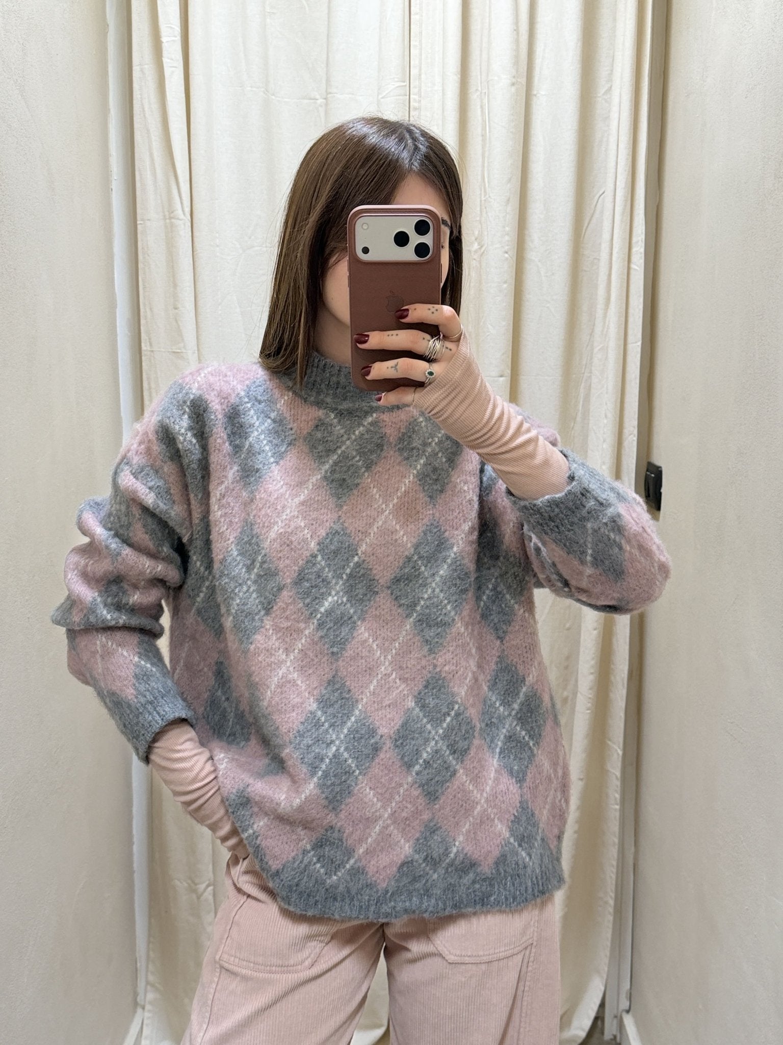 Maglione girocollo over con rombi Susy Mix - GiuGiò | Shop online