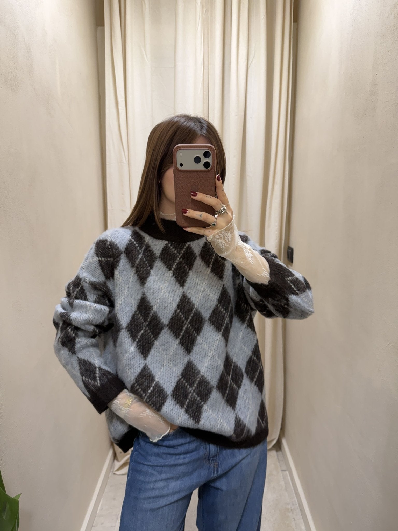 Maglione girocollo over con rombi Susy Mix - GiuGiò | Shop online