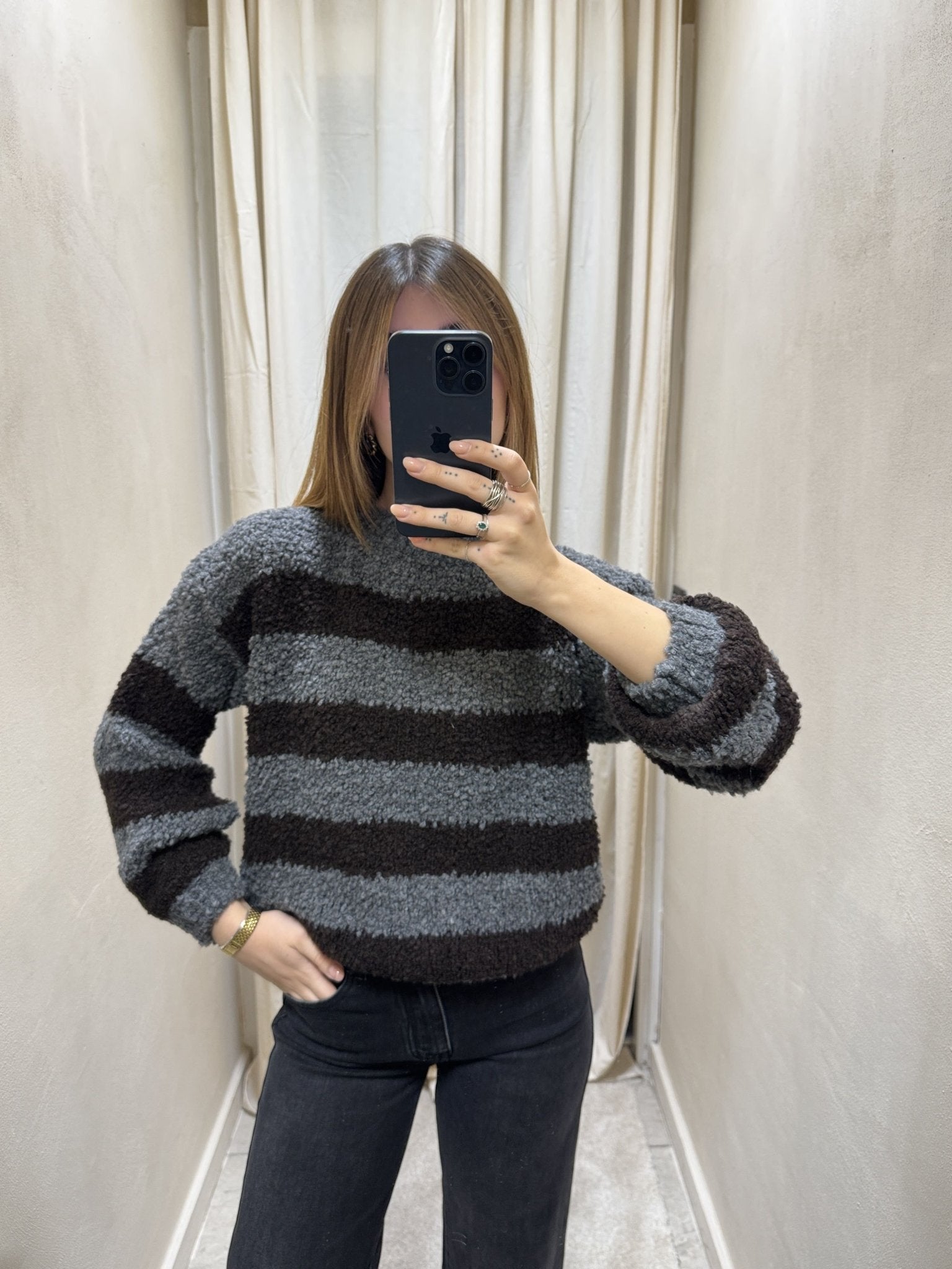 Maglione girocollo rigato bouclè MyD - GiuGiò | Shop online